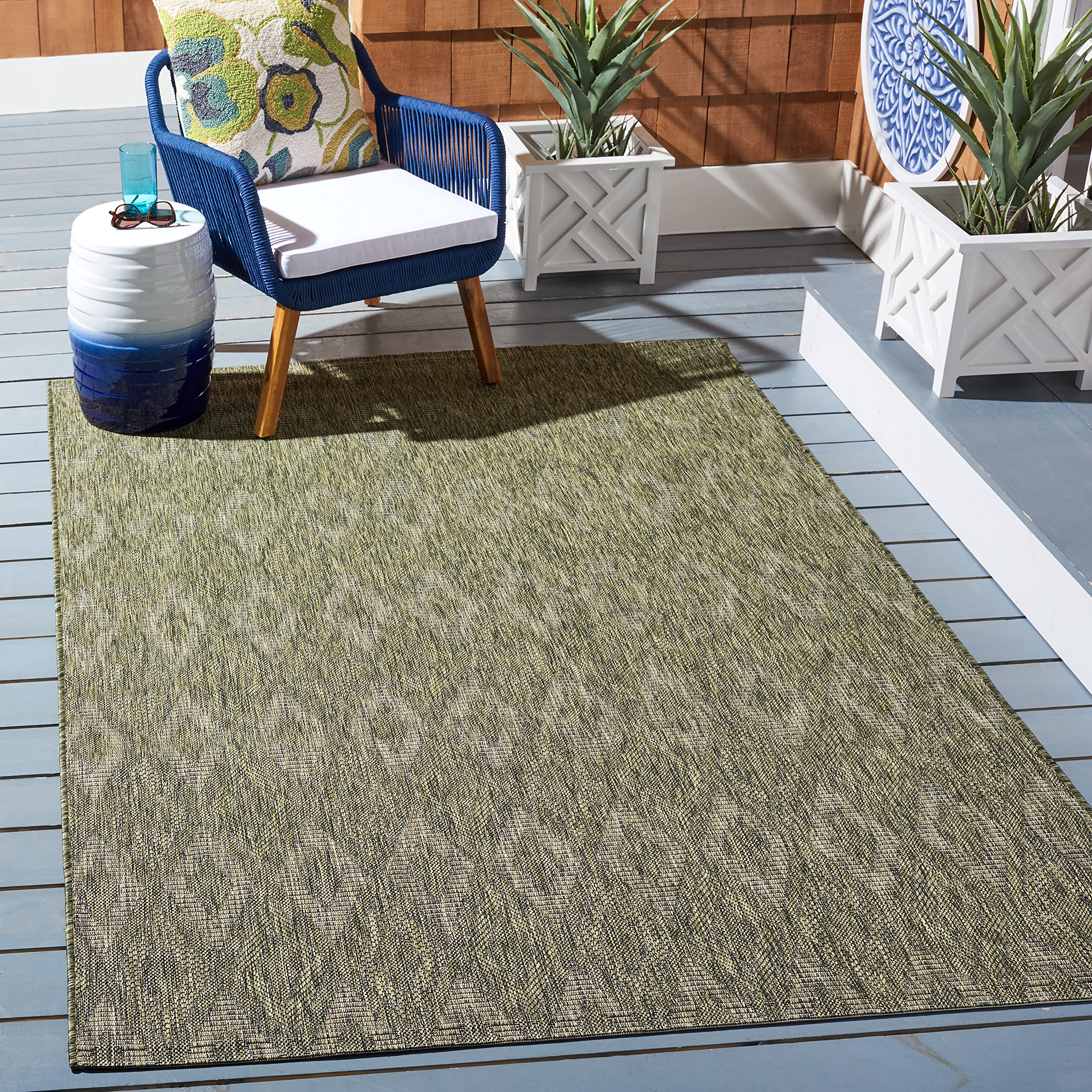 SAFAVIEH Courtyard Collection 8' x 10' Olive CY8522 Indoor Outdoor Waterproof Rug - Easy to Clean, Non-Slip Patio Mat for Backyard, Mudroom, Deck & Poolside Use
