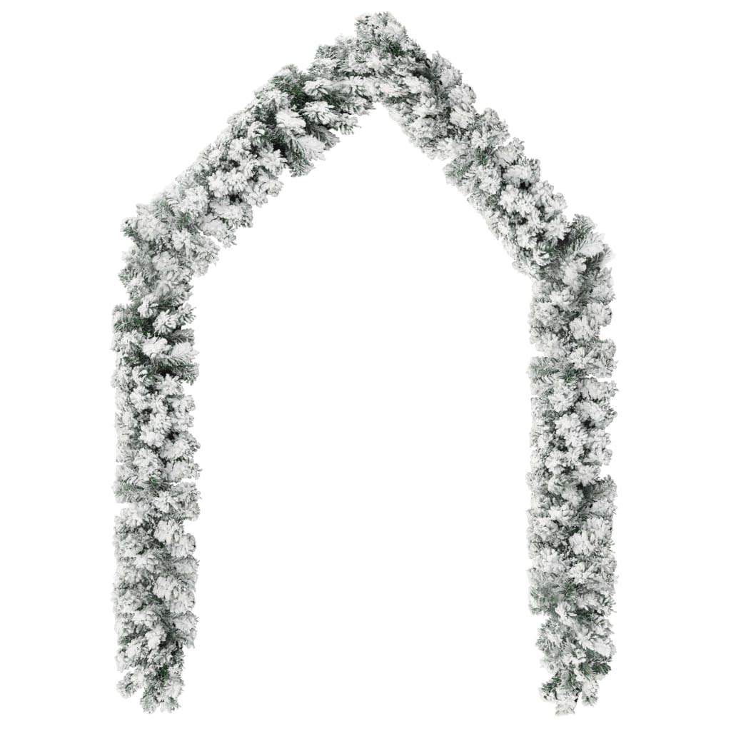 CHARMMA Christmas Garland Flocked Snow Green - 33 ft Artificial Xmas Holiday Garland for Indoor & Outdoor Decorations | Perfect for Fireplace, Staircase, and Christmas Tree Decor