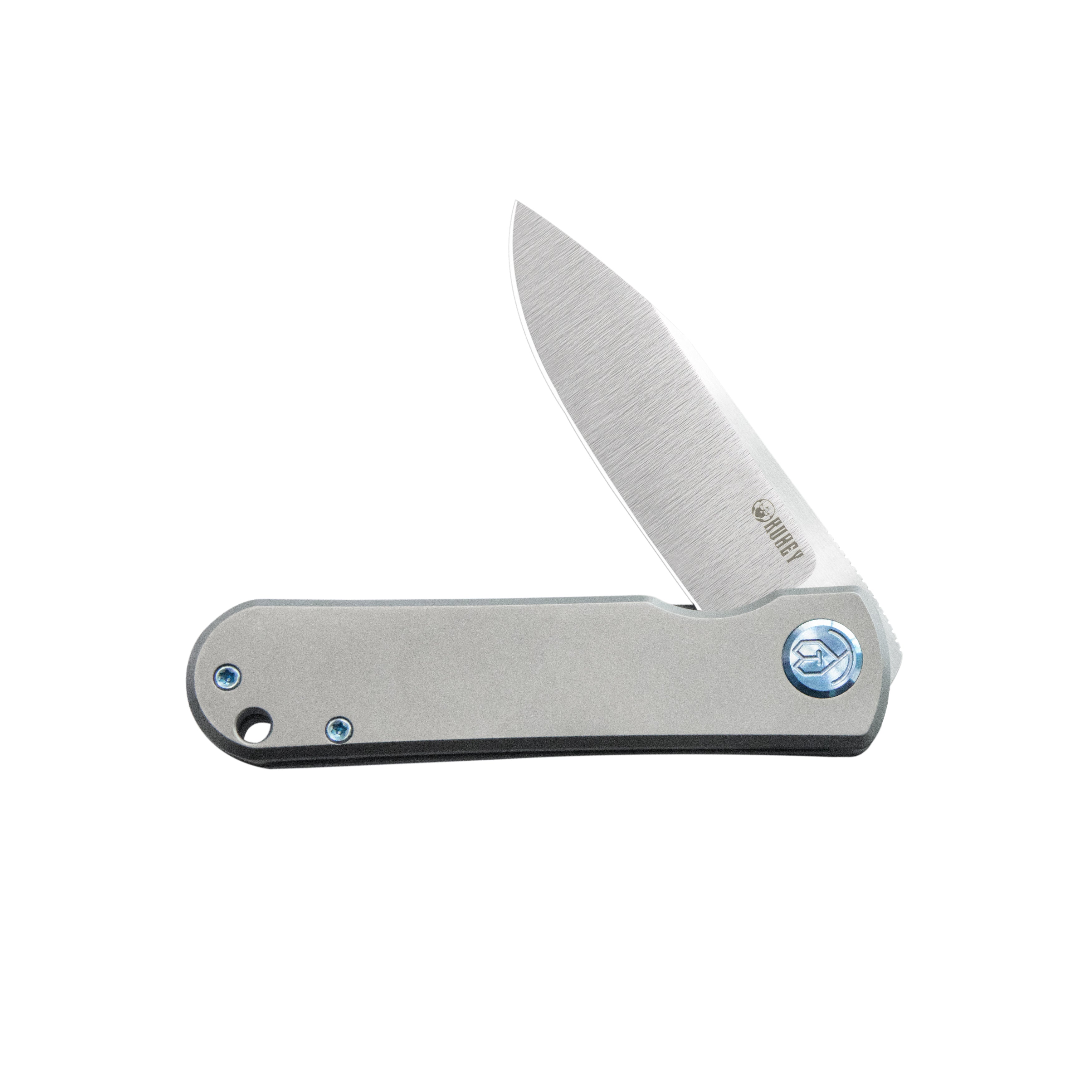 Kubey NEO Flipper Folding Pocket Knife - Grey Titanium Handle, 2.99