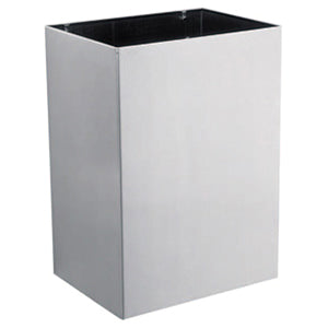 Gamco WR Series Surface Mounted Trash Can with Vinyl Liner - Durable Waste Receptacle for Office, Kitchen & Commercial Spaces | Easy-Clean Stainless Steel Garbage Bin