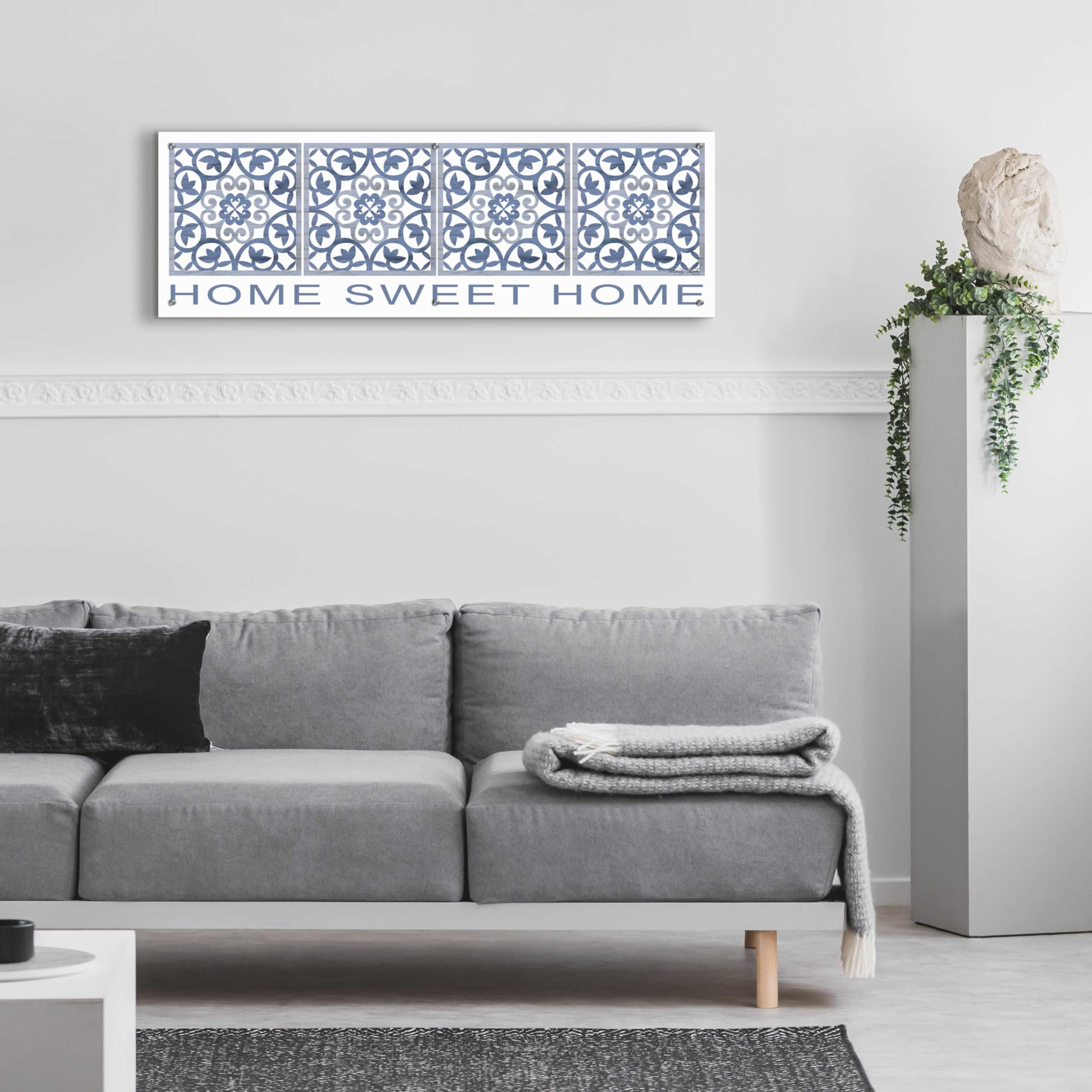 Epic 'Home Sweet Home Pattern' Acrylic Glass Wall Art by Cindy Jacobs - 48x16 Inches, Modern Home Decor for Living Room, Bedroom & Office