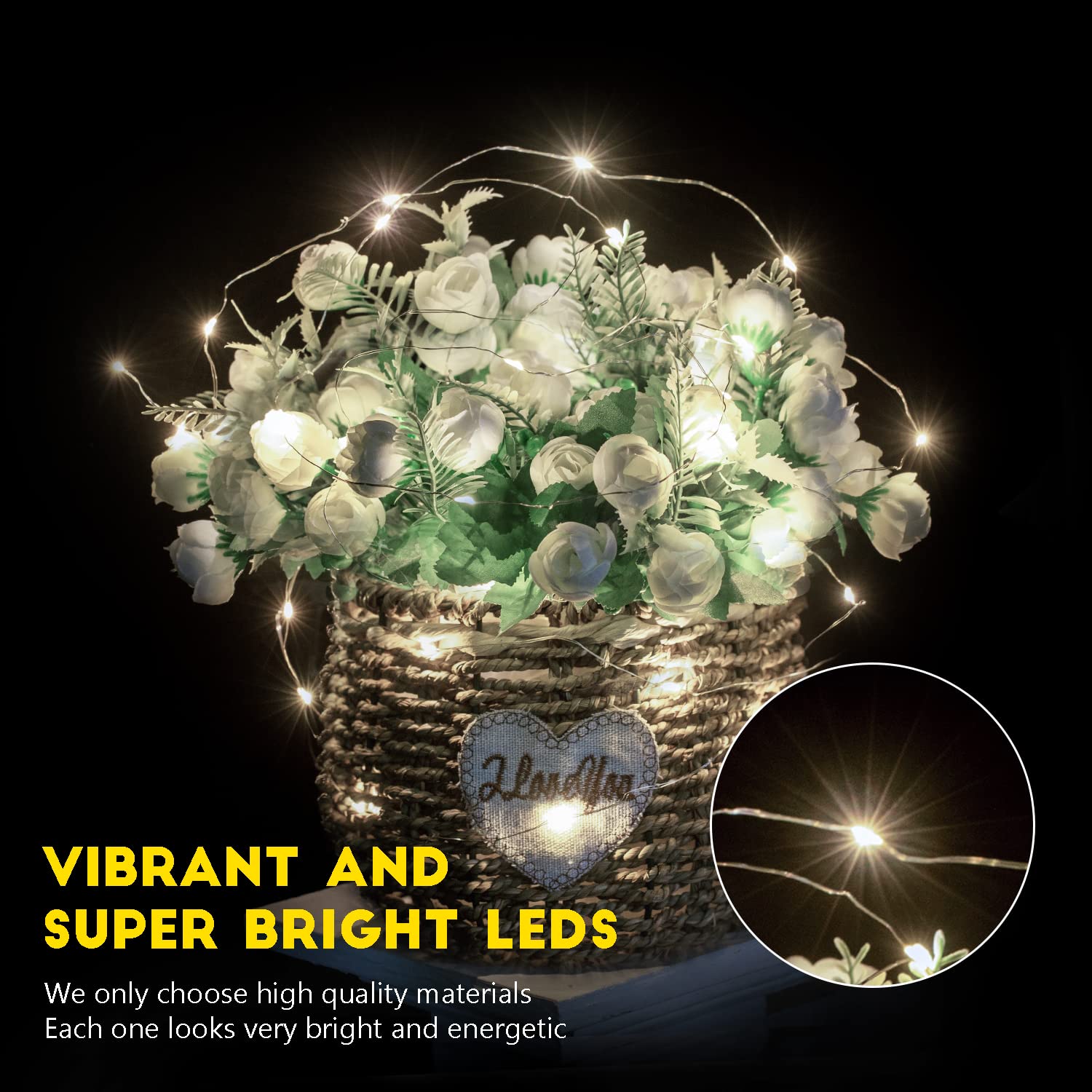 Brightown 24 Pack LED Fairy Lights Battery Operated - 7 ft 20 LED String Lights Waterproof, Silver Wire Firefly Starry Lights for Wedding, Party, Bedroom Decor - Perfect for Crafts, DIY Projects & Home Decoration (White)