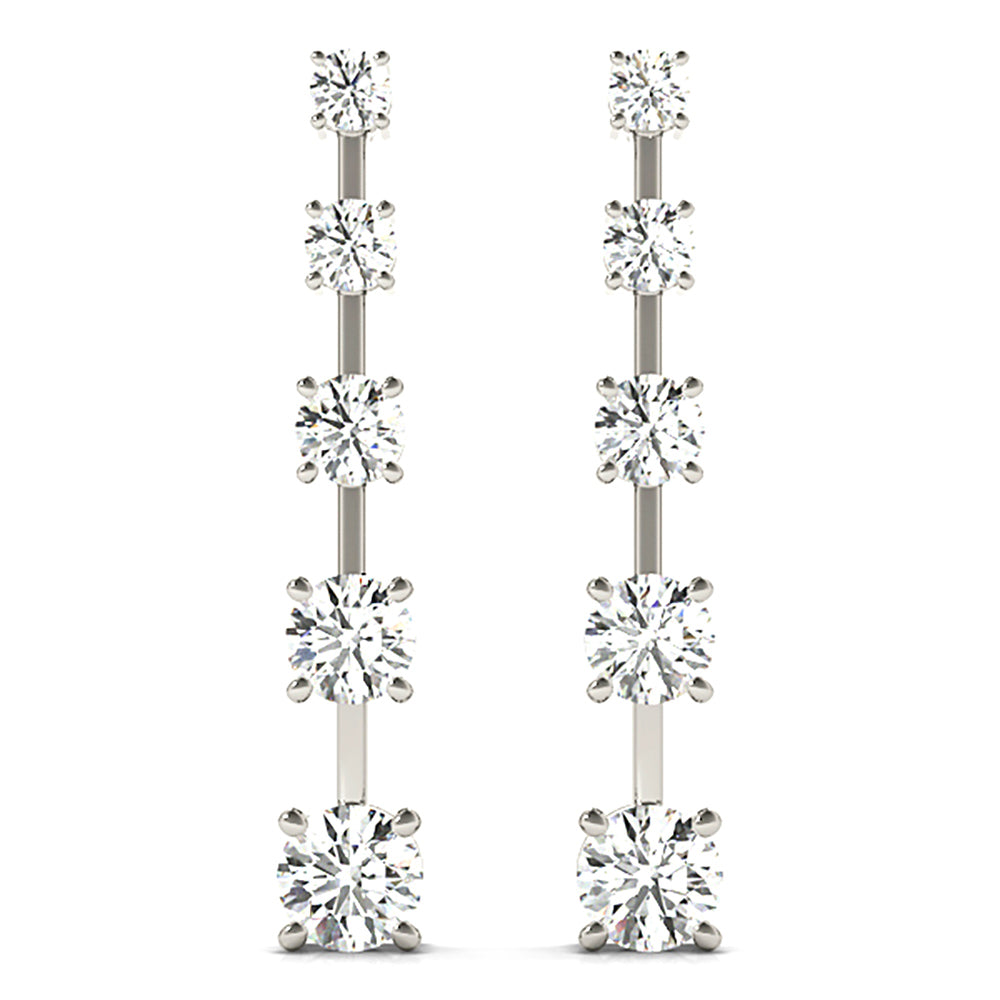 2.00 Carat Diamond Drop Earrings - Journey Style Dangle Earrings for Women | Elegant Wedding, Anniversary & Evening Party Jewelry Gift