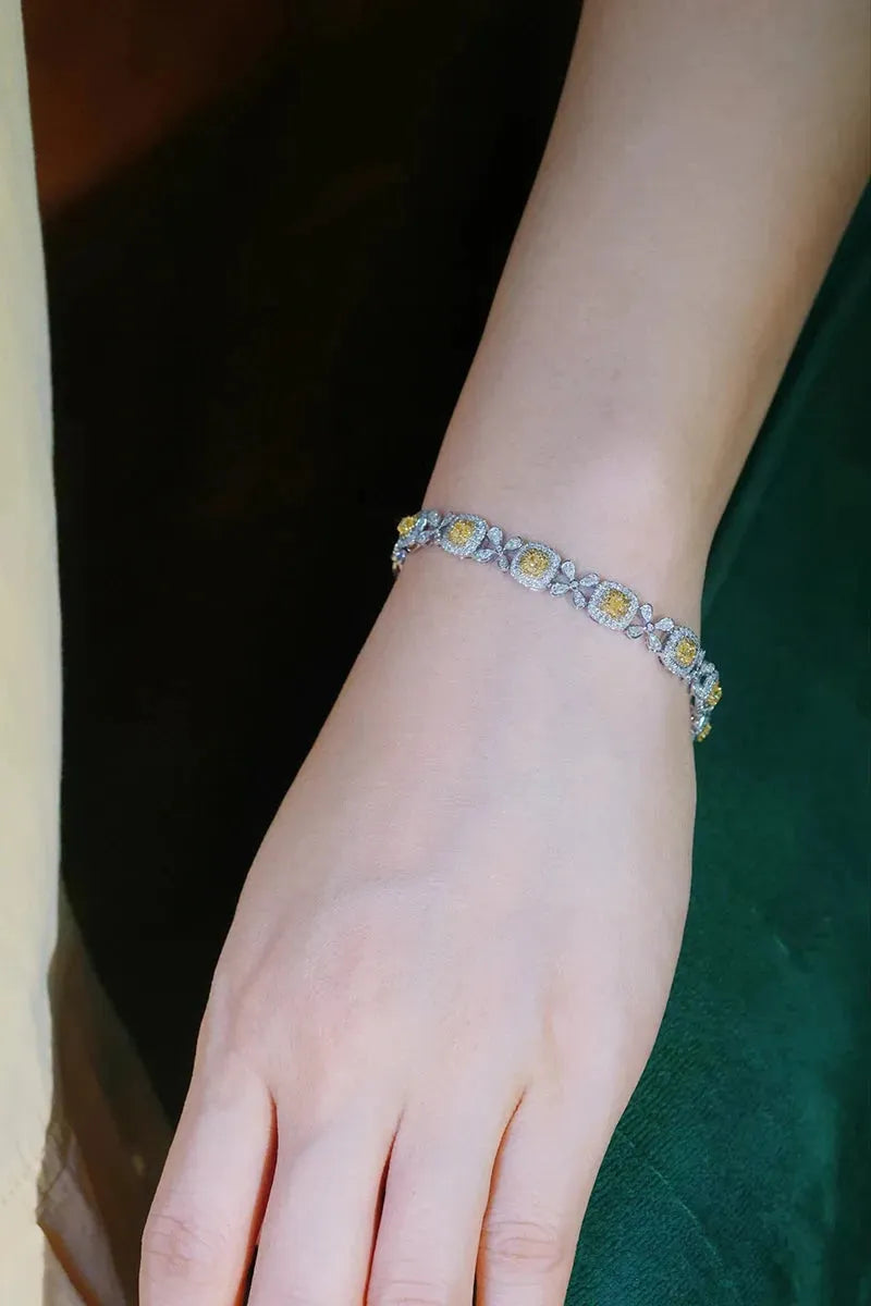 18K White Gold Diamond Bracelet for Women - 2.85 Carat Real Natural White & Yellow Diamonds, Luxury Classic Jewelry Gift for Anniversary, Birthday, Valentine's Day | Elegant Party & Wedding Accessory