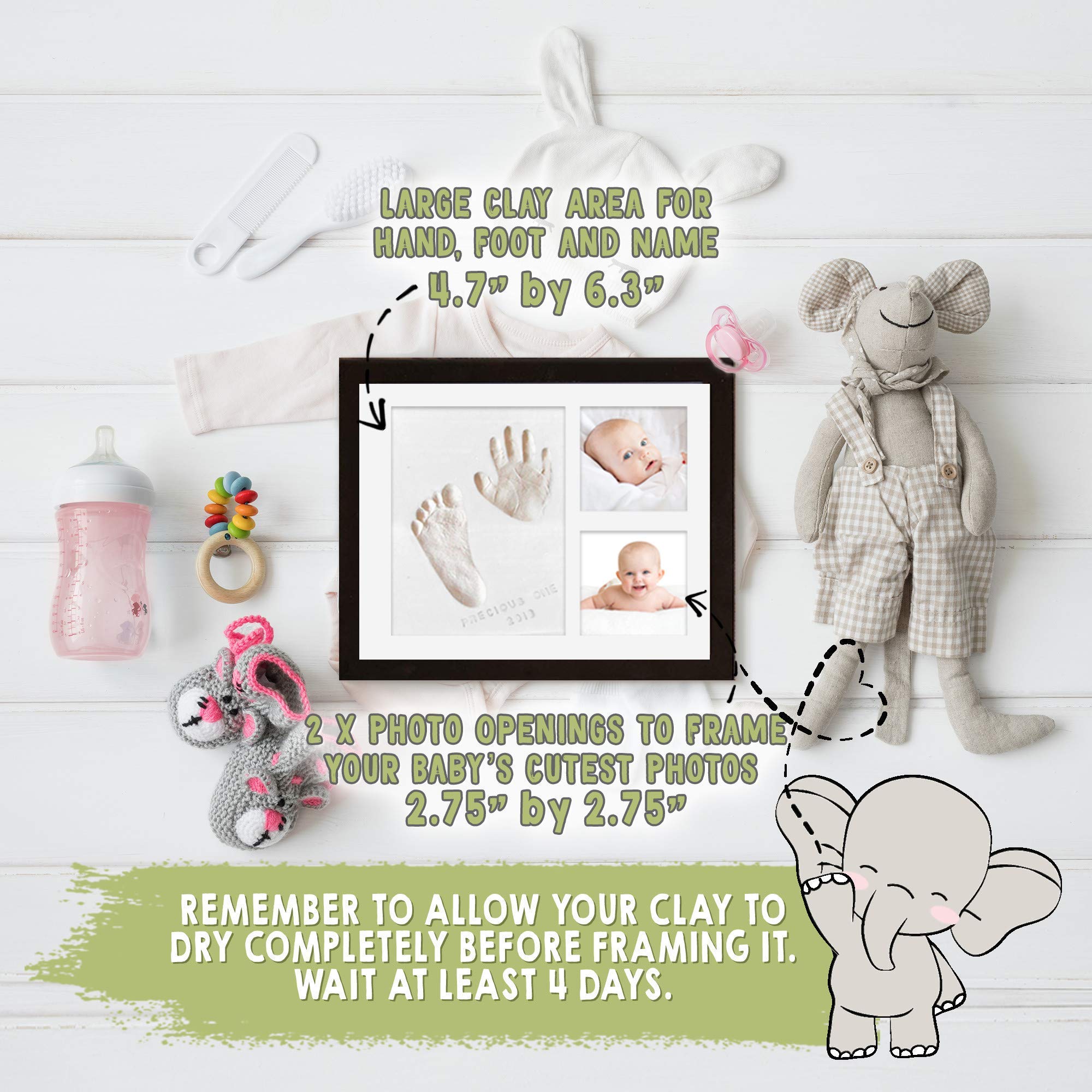 Baby Handprint Footprint Kit - Newborn Memory Frame for Nursery & Baby Shower Gifts