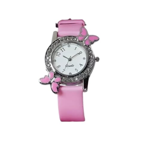QALIBA Girls Analog Watch with Crystal Glass & Diamond Studded Silicon Strap - Fashionable Kids Watch for School, Parties & Everyday Wear