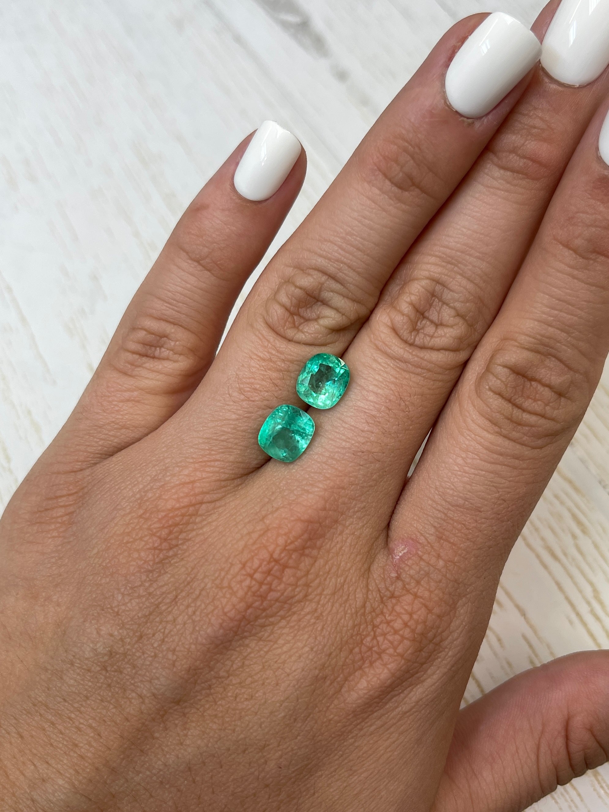 5.11tcw 9x8 Matching Light Bluish Green Natural Colombian Loose Emeralds - Cushion Cut Gemstones for Jewelry Making, Engagement Rings & Luxury Gifts