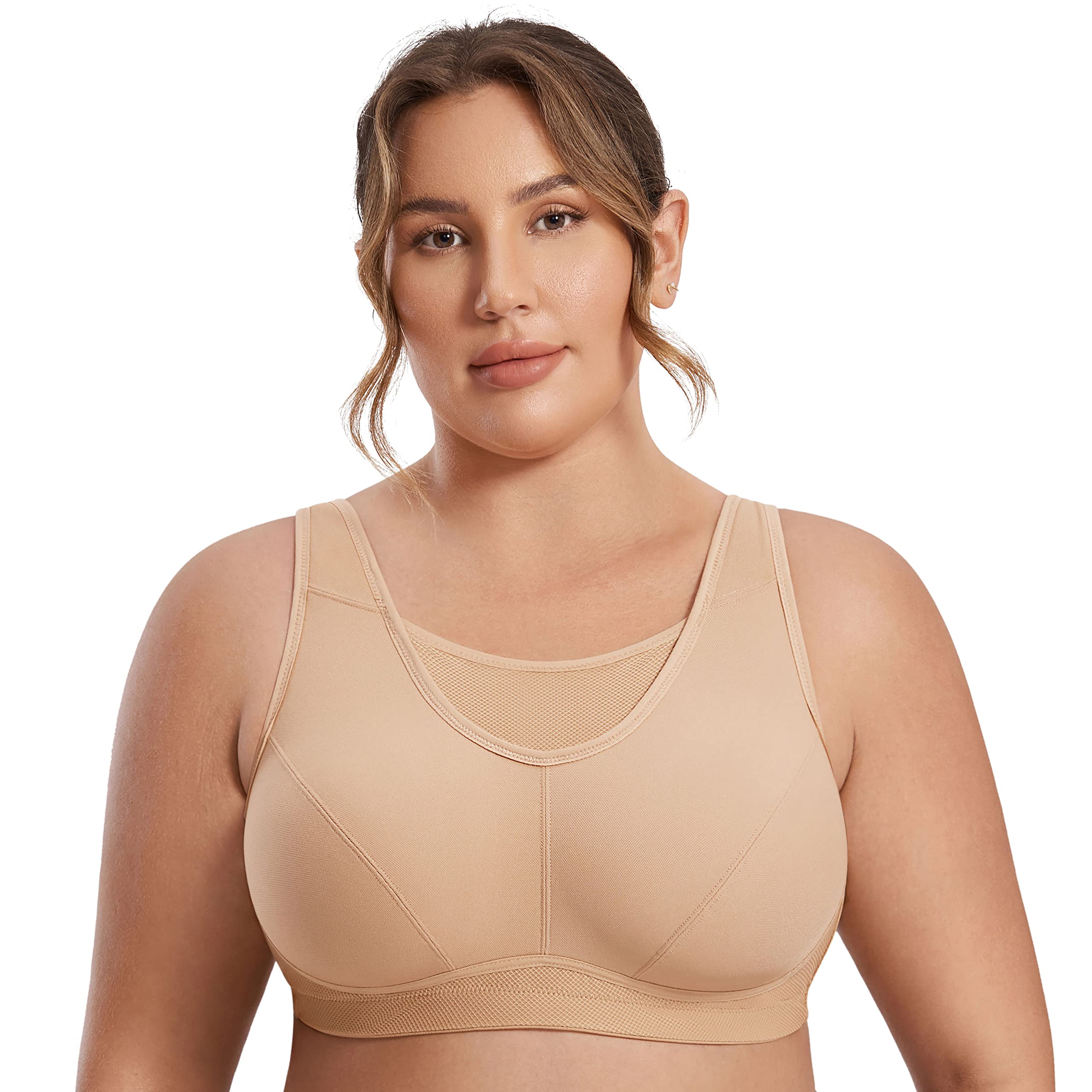 SYROKAN Women's Plus Size High Impact Sports Bra - Wirefree Full Figure Workout Bras for Running, Yoga & Gym - Comfortable Support for Large Busts