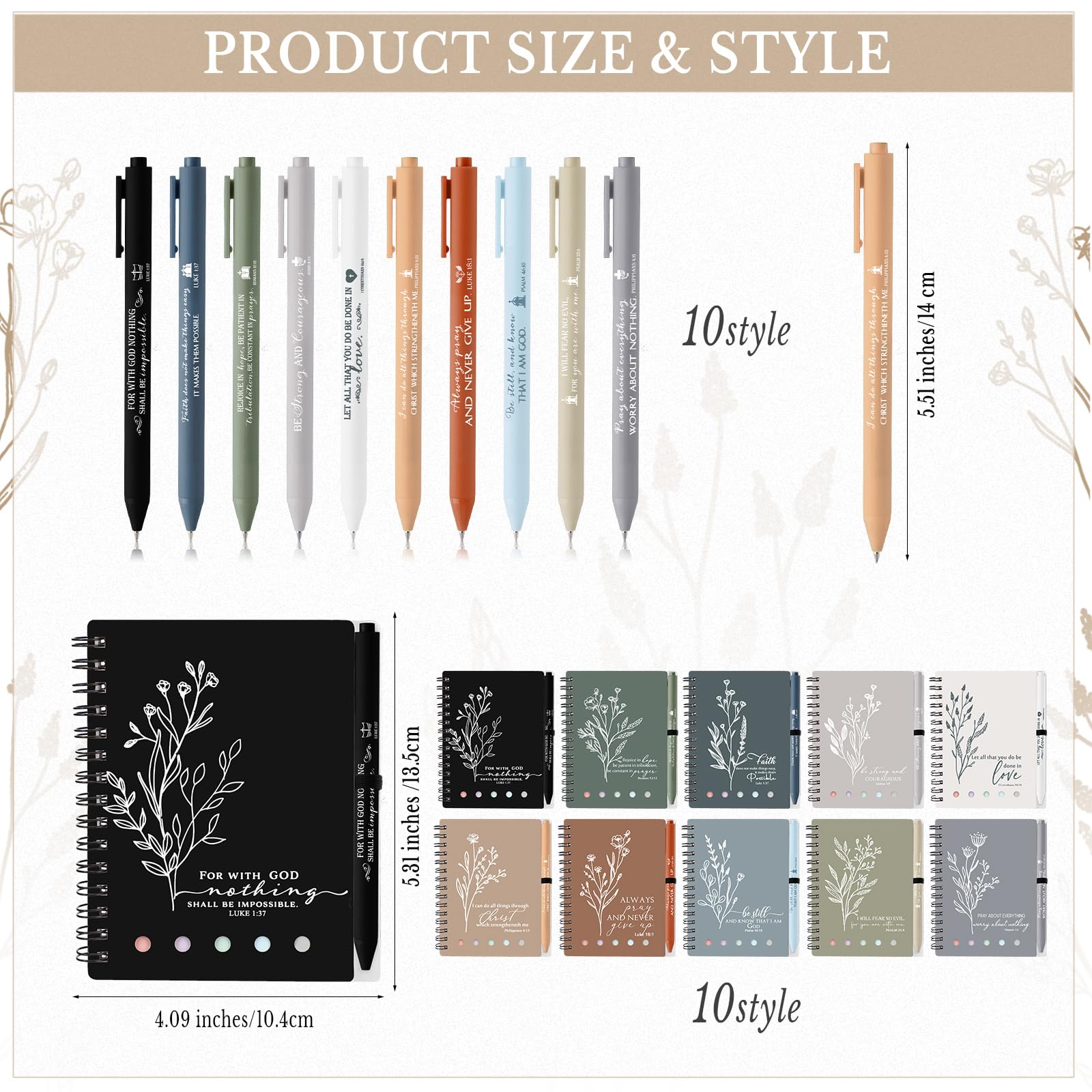 Bulk Christian Gifts - Bible Study Notebook with Sticky Notes & Aesthetic Religious Pen for Women - Prayer Journal, Church Notepad, Sunday School Supplies - Perfect for Bible Study, Prayer Groups & Faith-Based Gifting
