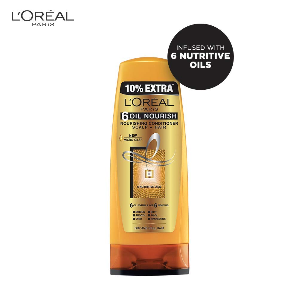 L'Oreal Paris 6 Oil Nourish Conditioner 175ml + 10% Extra Free & Total Repair 5 Conditioner 175ml - Deep Hydrating Hair Treatment for Dry, Damaged Hair - Perfect for Daily Use at Home or Salon