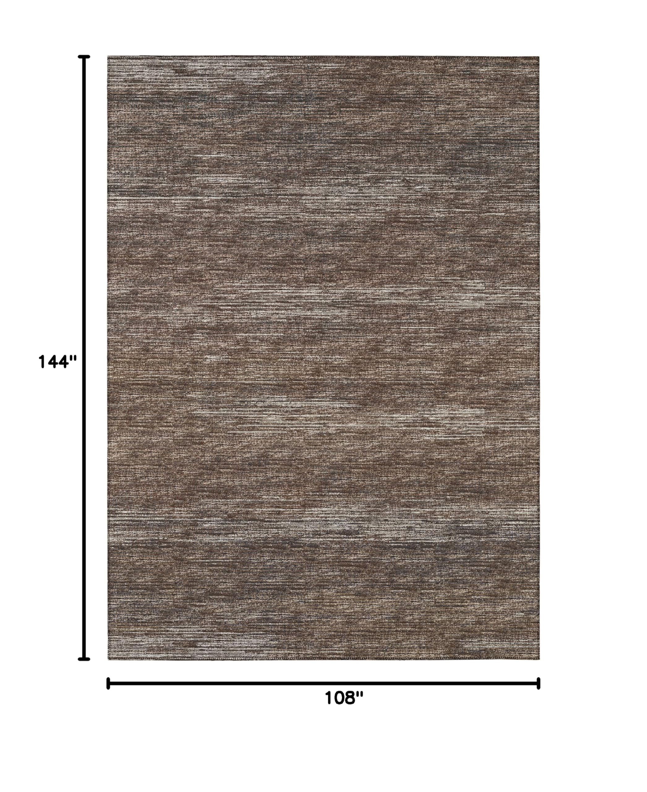 Addison Rugs Marston 9' x 12' Transitional Brown Indoor/Outdoor Area Rug - Stain Resistant, Machine Washable, Non-Shedding - Perfect for Bedroom, Living Room, Dining Room & Kitchen Decor