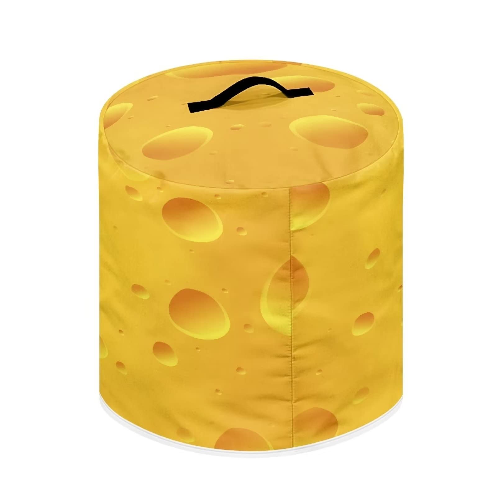 Yellow 3 qt Cheese Print Pressure Cooker Cover - Dust Protection for Air Fryer, Rice Cooker, Oven, Toaster, Stand Mixer & Steamer - Kitchen Appliance Cover with Organizer Pocket - Perfect for Home, Kitchen & Party Use