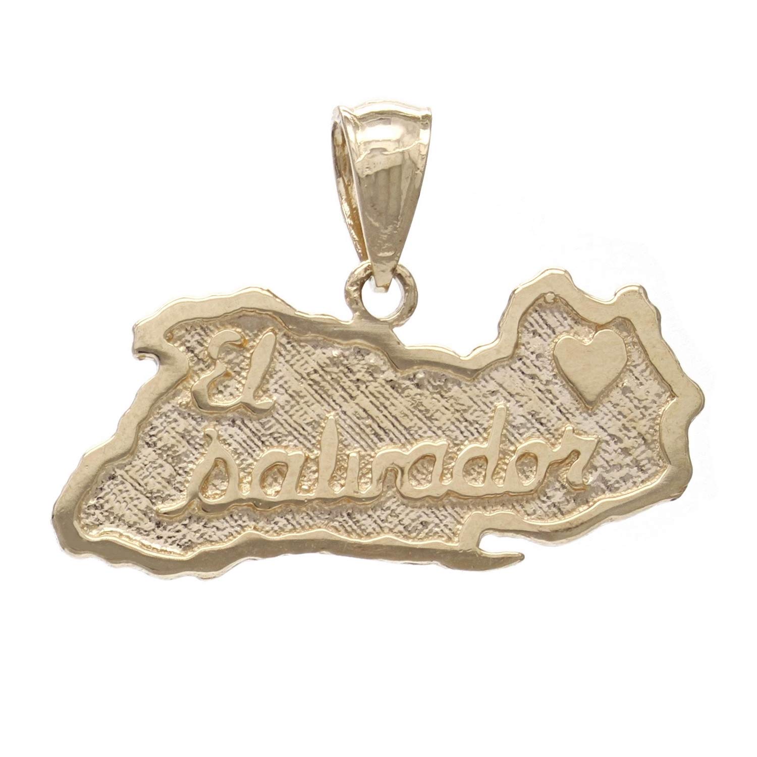 14K Yellow, White, or Rose Gold El Salvador Map Heart Charm Pendant Necklace - Perfect for Gifts, Travel Souvenirs & Cultural Jewelry Lovers