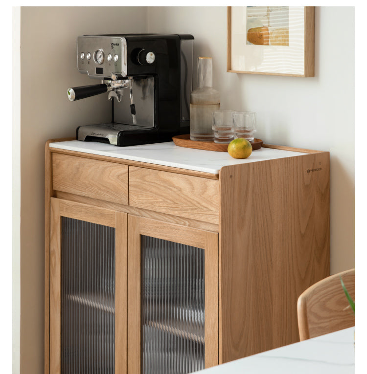 Modern Oak Solid Wood Sideboard - Scandinavian Nordic Style TV Stand, Buffet Cabinet for Living Room, Dining Room & Entryway Storage