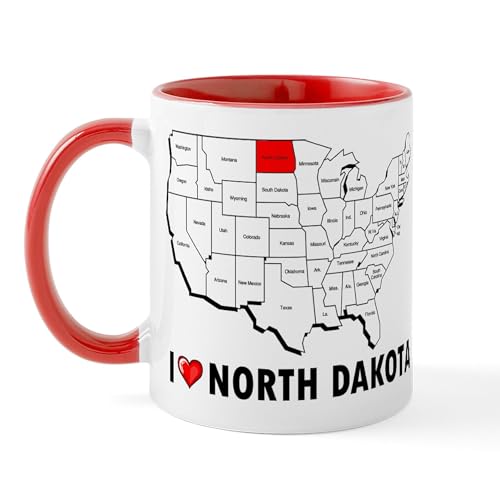 White/Red Inside - I Love North Dakota Mug