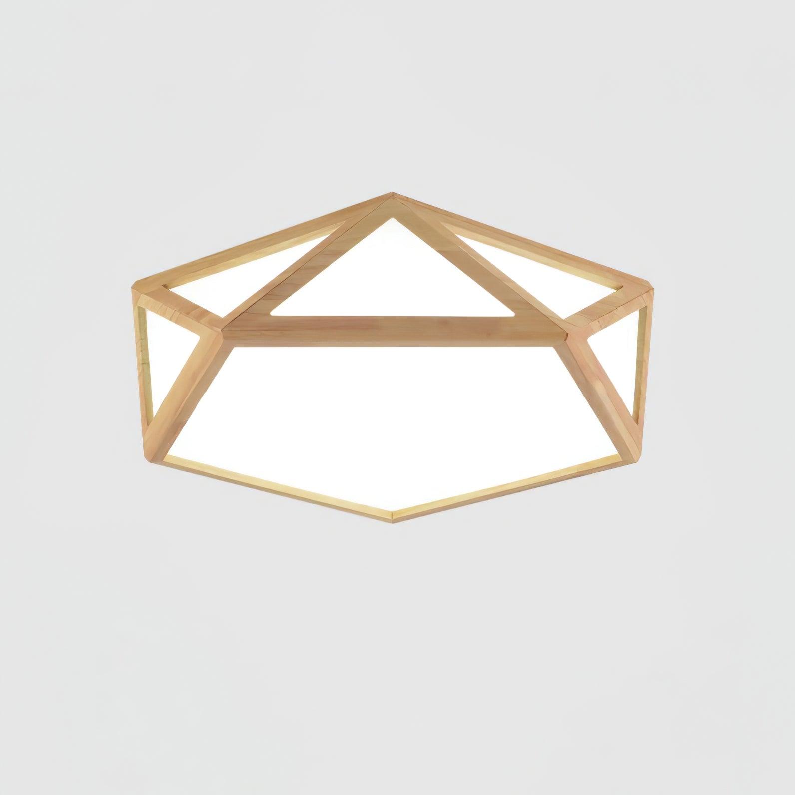 Elegant Diamond Wooden Ceiling Light Fixture - Modern Handcrafted Wood & Crystal Chandelier for Living Room, Bedroom, Dining Room Decoration