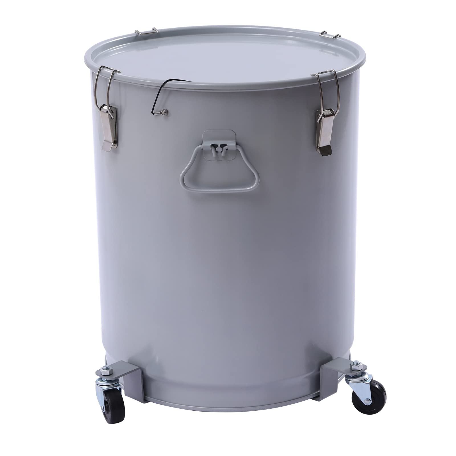16 Gal/60L Commercial Grease Bucket with Caster Wheels - Heavy Duty Coated Carbon Steel Oil Filter Pot for Restaurants & Food Trucks - 123 LBS Capacity, 15.6in Diameter Oil Disposal Caddy - Perfect for Deep Fryer Oil Storage & Waste Oil Recycling