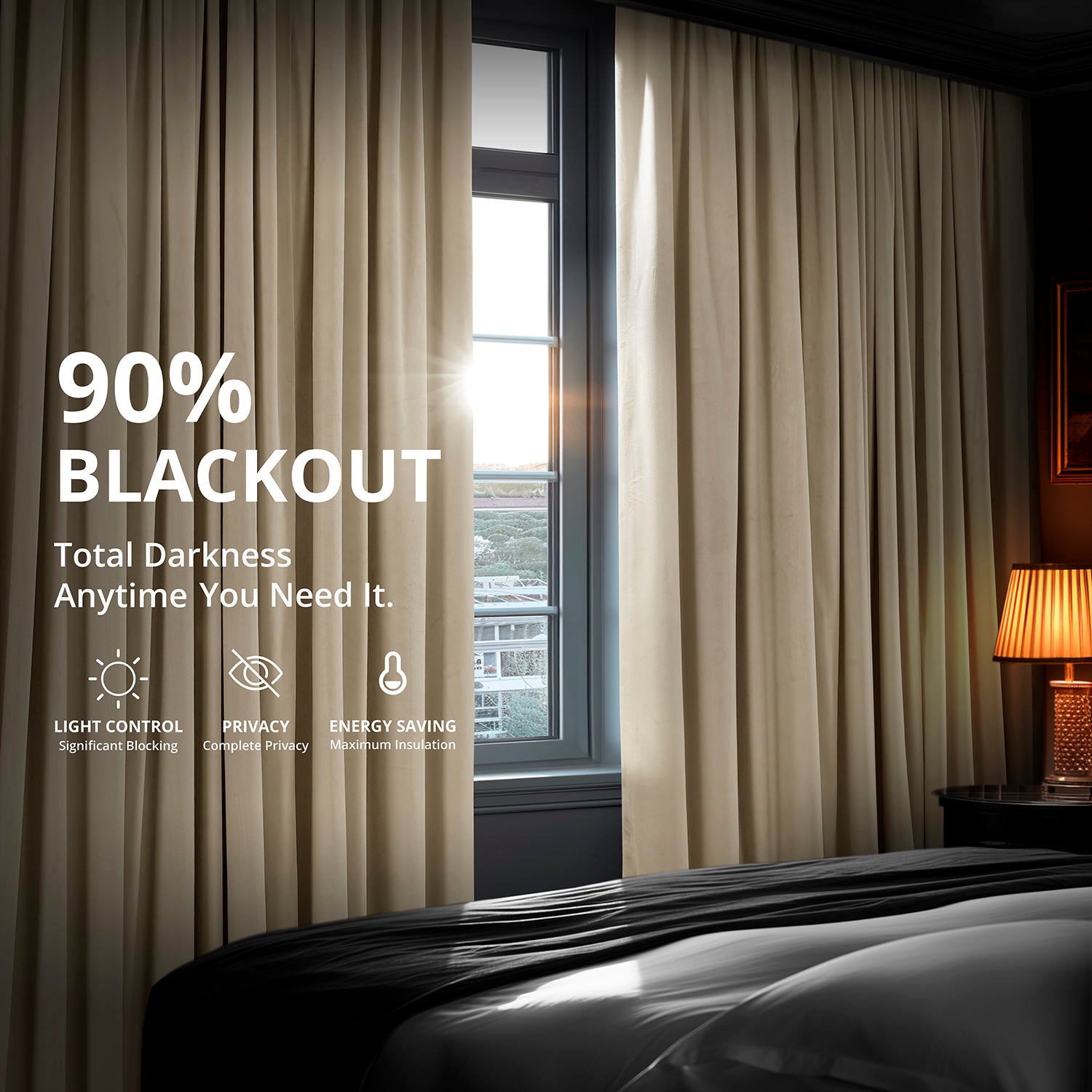 Luxury Ivory Signature Extra Wide Blackout Curtains - Thermal Insulated Velvet Drapes for Bedroom & Living Room | Noise Reducing Window Treatments for Better Sleep & Privacy