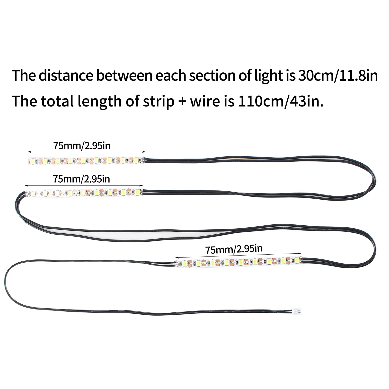 Bambu Lab P1P P1S 3D Printer LED Light Kit - 5V 12W Flexible Strip with 110cm/43in Wire - 3 Sections (30cm/11.8in Each) for Perfect Illumination - Ideal for 3D Printing Workspace, Night Projects & Detailed Model Inspection