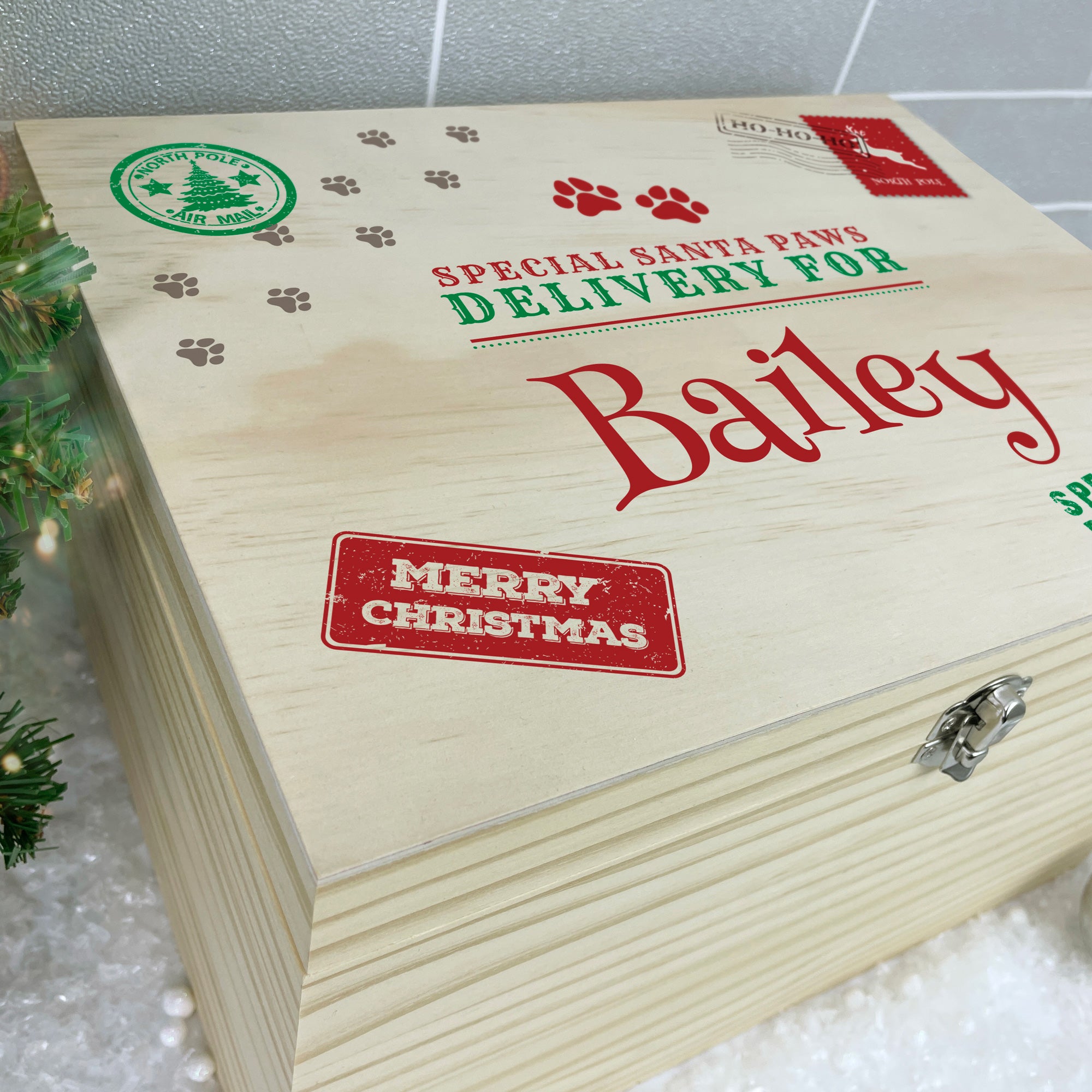 Personalized North Pole Stamp Pet Christmas Eve Gift Box - 5 Sizes (16cm, 20cm, 26cm, 30cm, 36cm) - Perfect for Holiday Pet Gifts & Christmas Surprises