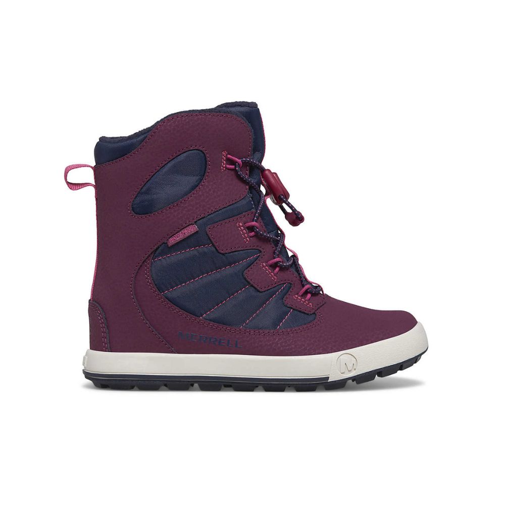 Merrell Snow Bank Kids Snow Boots - Waterproof Winter Boots for Boys & Girls, Navy/Berry - Perfect for Snow Play, Sledding & Cold Weather Activities
