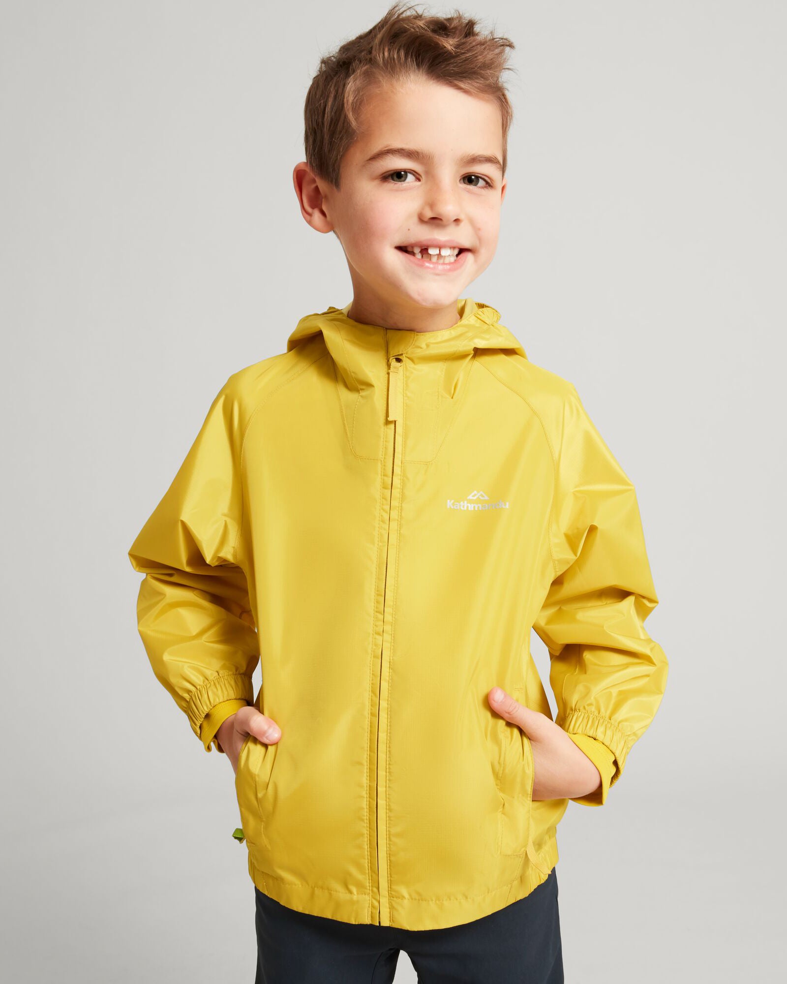 2L Kids Rain Jacket Waterproof Lightweight - Pocket it v4 Kowhai Yellow for Outdoor Play & School Commute