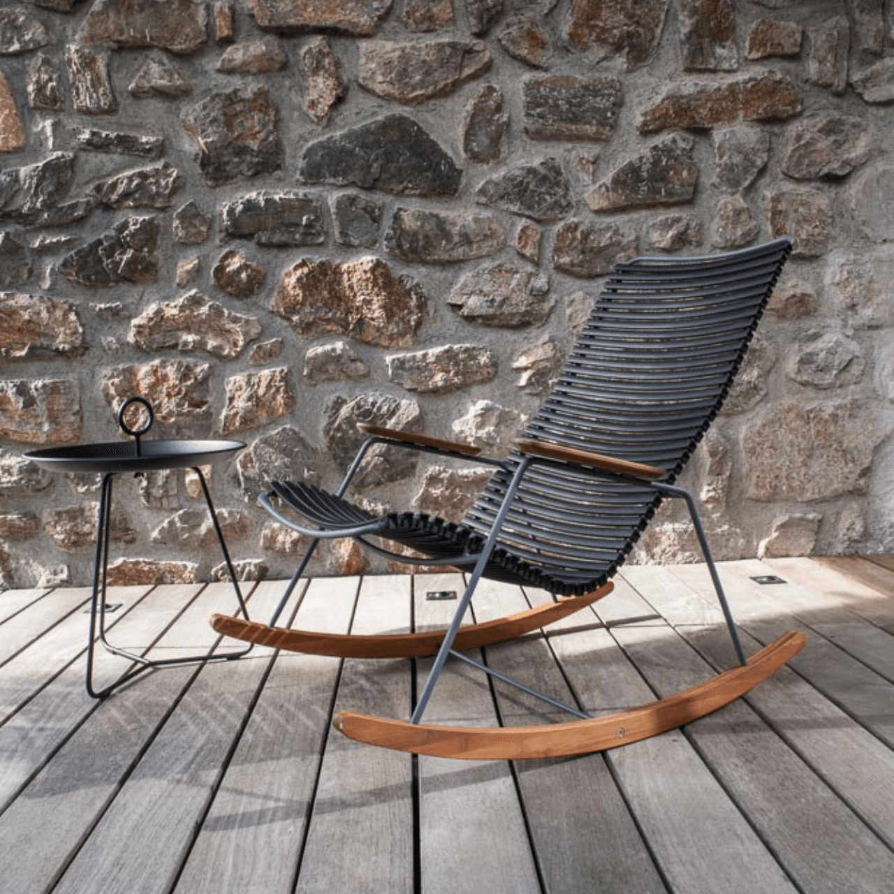 CLICK Outdoor Rocking Chair - Patio, Garden & Porch Relaxation - Comfortable All-Weather Wicker Rocking Chair for Backyard, Poolside & Deck Use