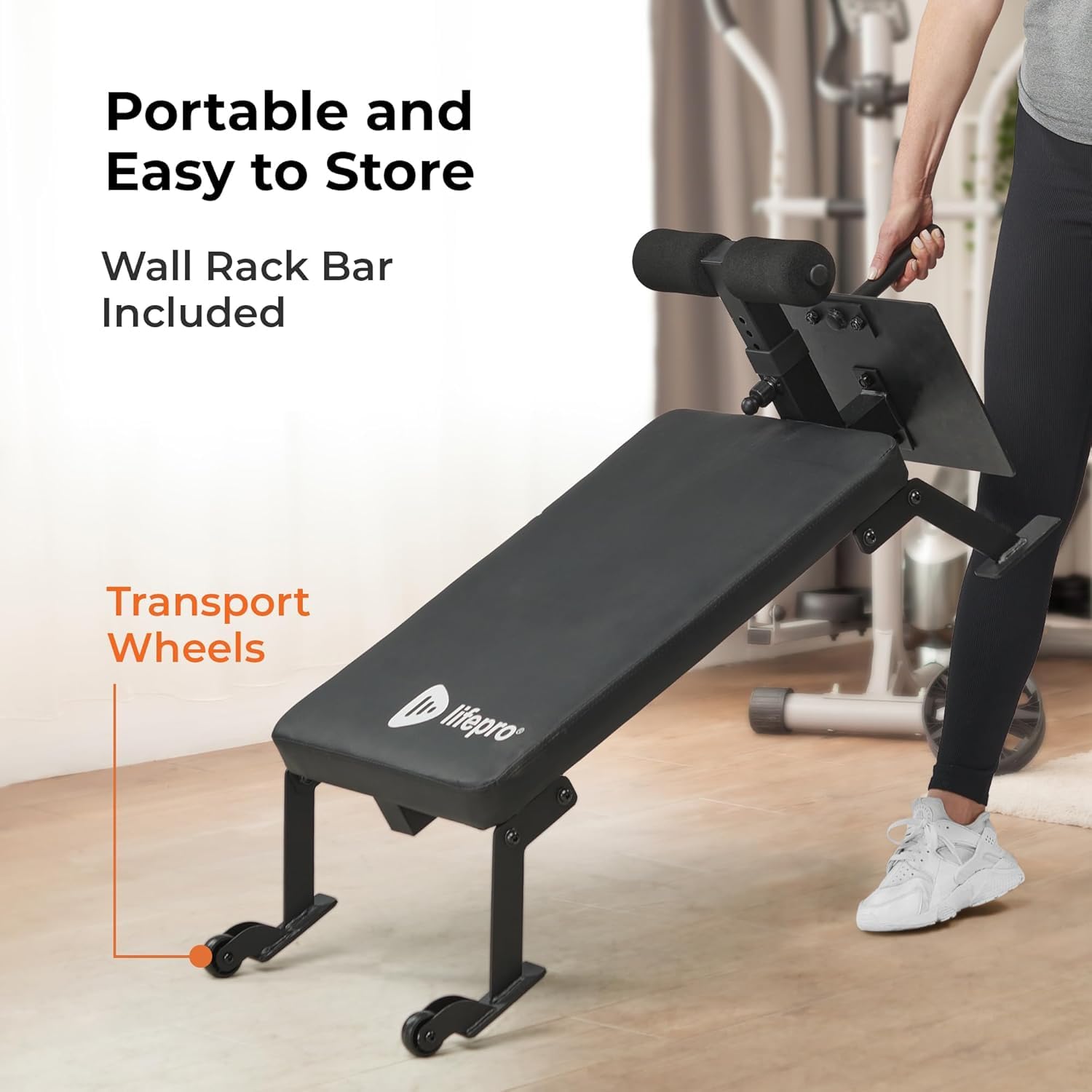 Lifepro Nordic Curl Machine - Adjustable Home Gym Equipment for Hamstring & Glute Workouts - Compact Leg Strength Trainer with Wheels for Easy Storage - Perfect for Home Fitness, Strength Training & Flexibility Exercises