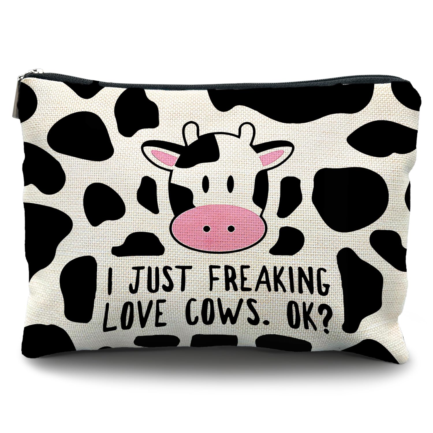 Cow Print Makeup Bag for Women - Cute Cow Gifts for Travel & Storage