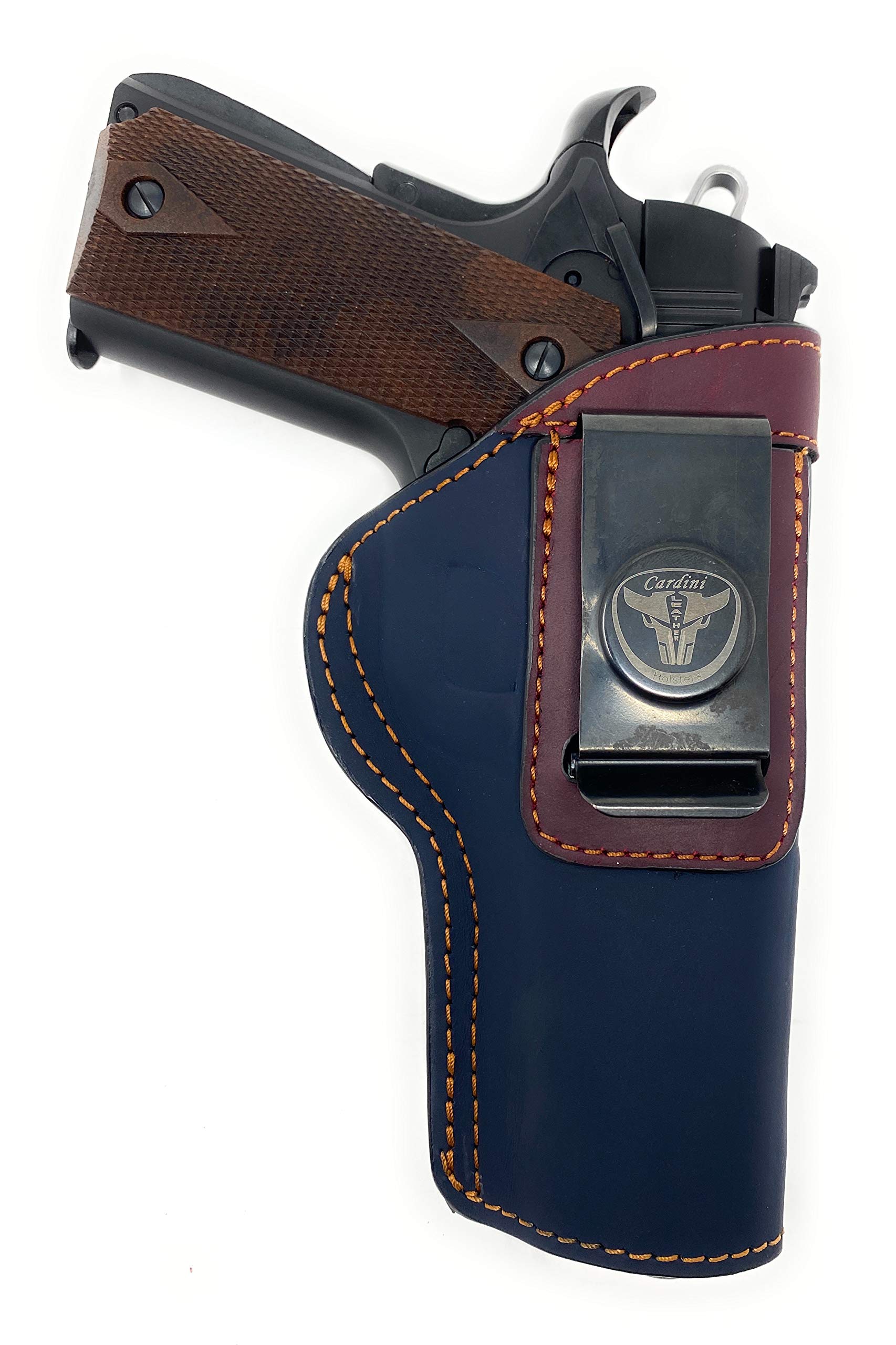 Cardini Leather IWB Concealed Carry Gun Holster for Kimber Micro 9, Ultra Carry II, Bersa Thunder 380, Colt 1911 3 in, Defender & Sig Sauer P365XL | Comfortable Leather Pistol Holster for Everyday Carry & Self Defense