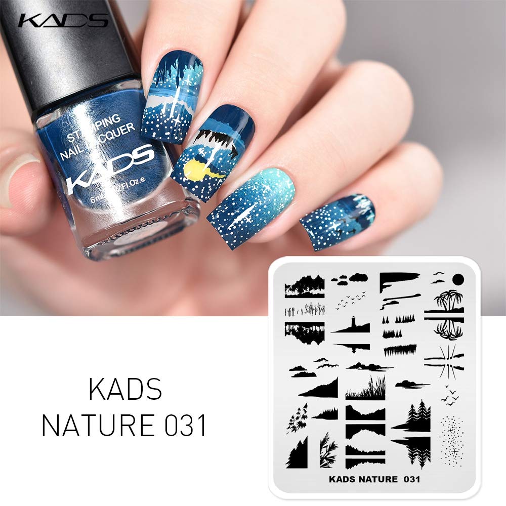 KADS Nail Stamping Plate Set - Nature Inspired Nail Art Templates for DIY Manicure & Nail Decoration (NA031) - Perfect for Home Salon, Professional Nail Artists & Gift Giving