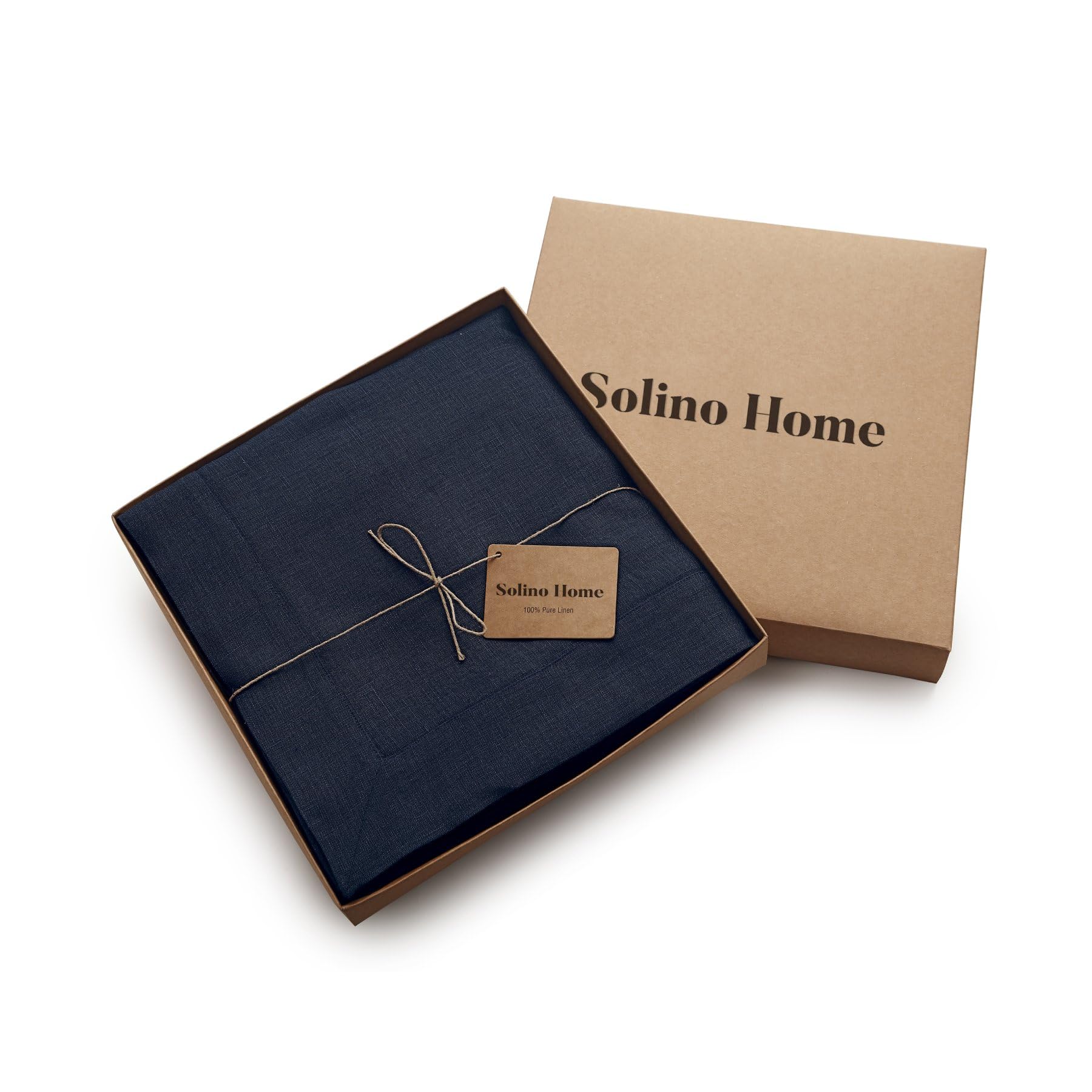 Solino Home 100% Pure Linen Tablecloth - Navy Blue Rectangle Table Cover 54 x 72 Inches - Machine Washable for Dining Room, Wedding, Party Decor - Perfect for Spring, Easter & Mother's Day Celebrations