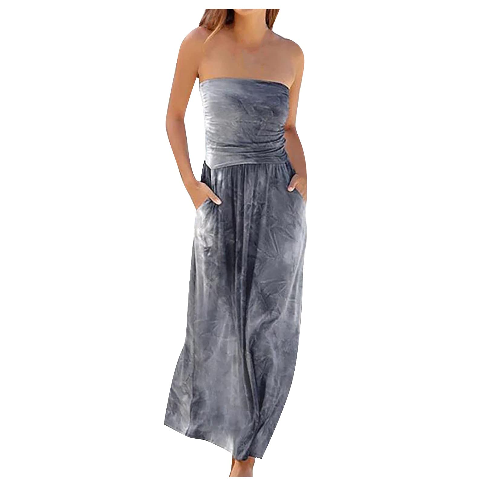 Women's Sexy Summer Off Shoulder Long Dress - Casual Holiday Solid Maxi Dress for Beach, Party & Date Night