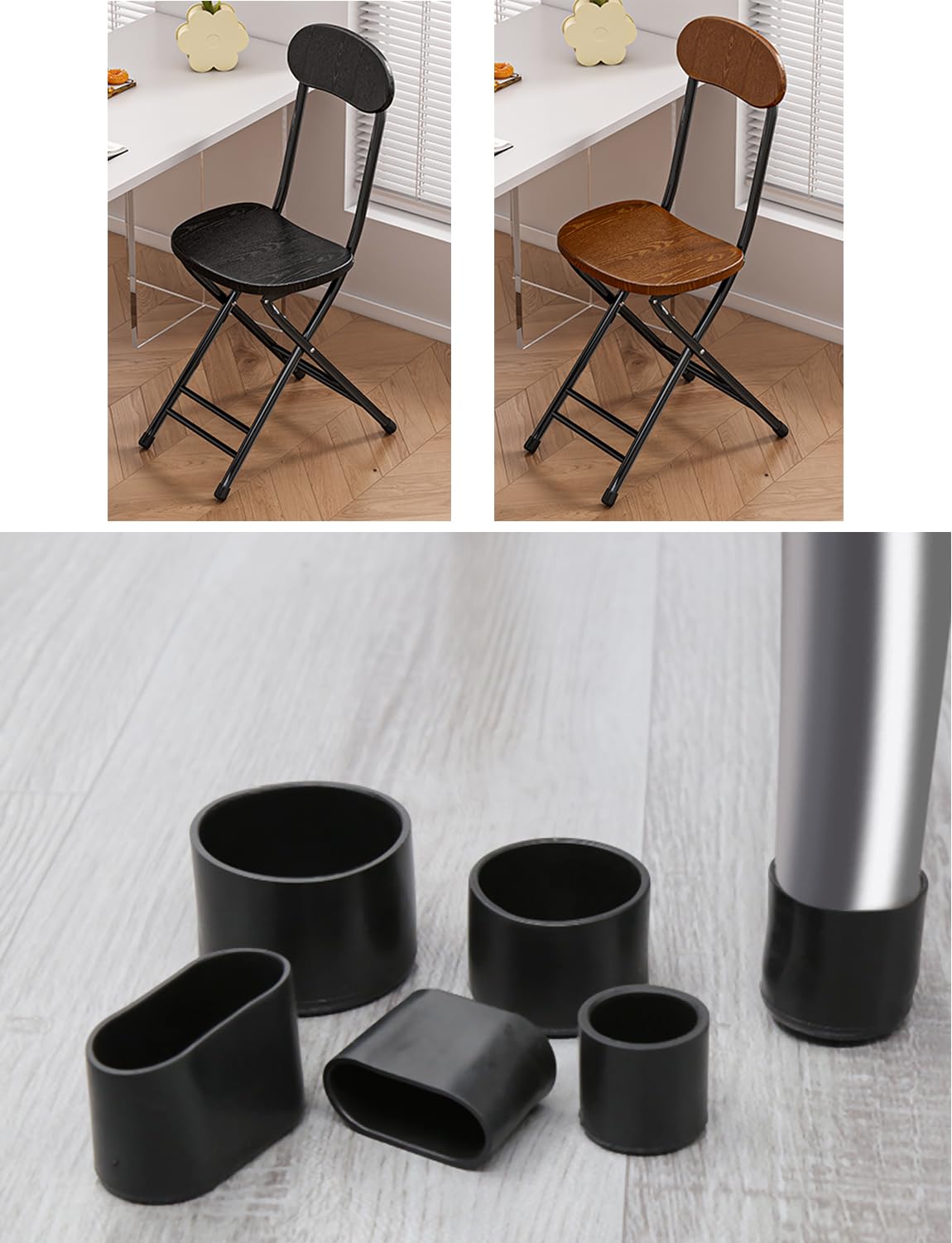 Addlike 4-Pack Chair Leg Floor Protectors - 30x40mm (1.2x1.6 Inch) Rectangle Furniture Leg Caps - Non-Slip, Noise Reduction, Scratch Protection for Hardwood Floors & Carpets - Perfect for Dining Chairs, Office Chairs & Home Furniture