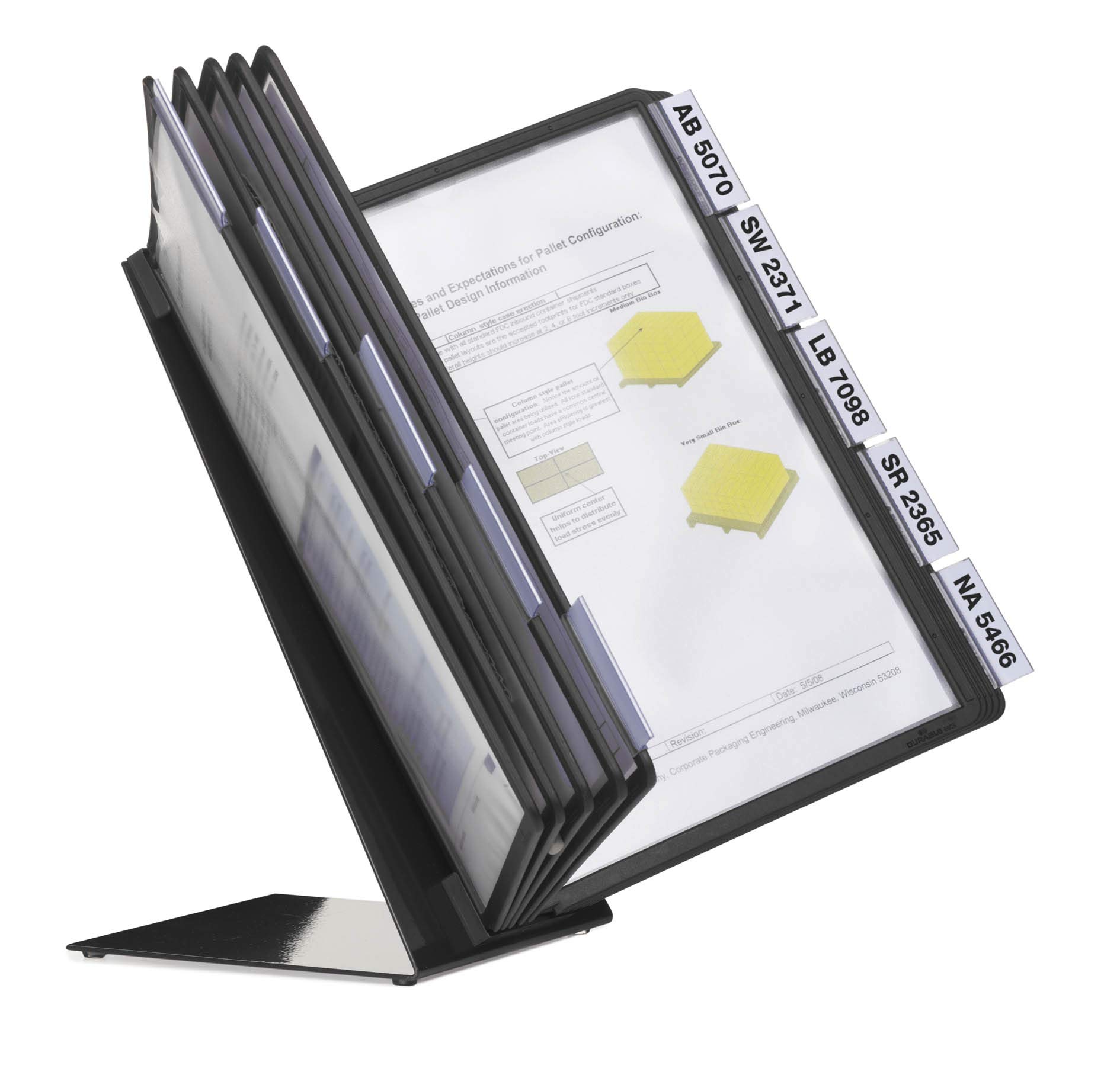 Durable Vario Table 10 557001 A4 Catalog Display Stand - 10 Adjustable Tabletop Panels for Retail Stores, Black | Perfect for Product Showcase, Trade Shows & Office Presentations