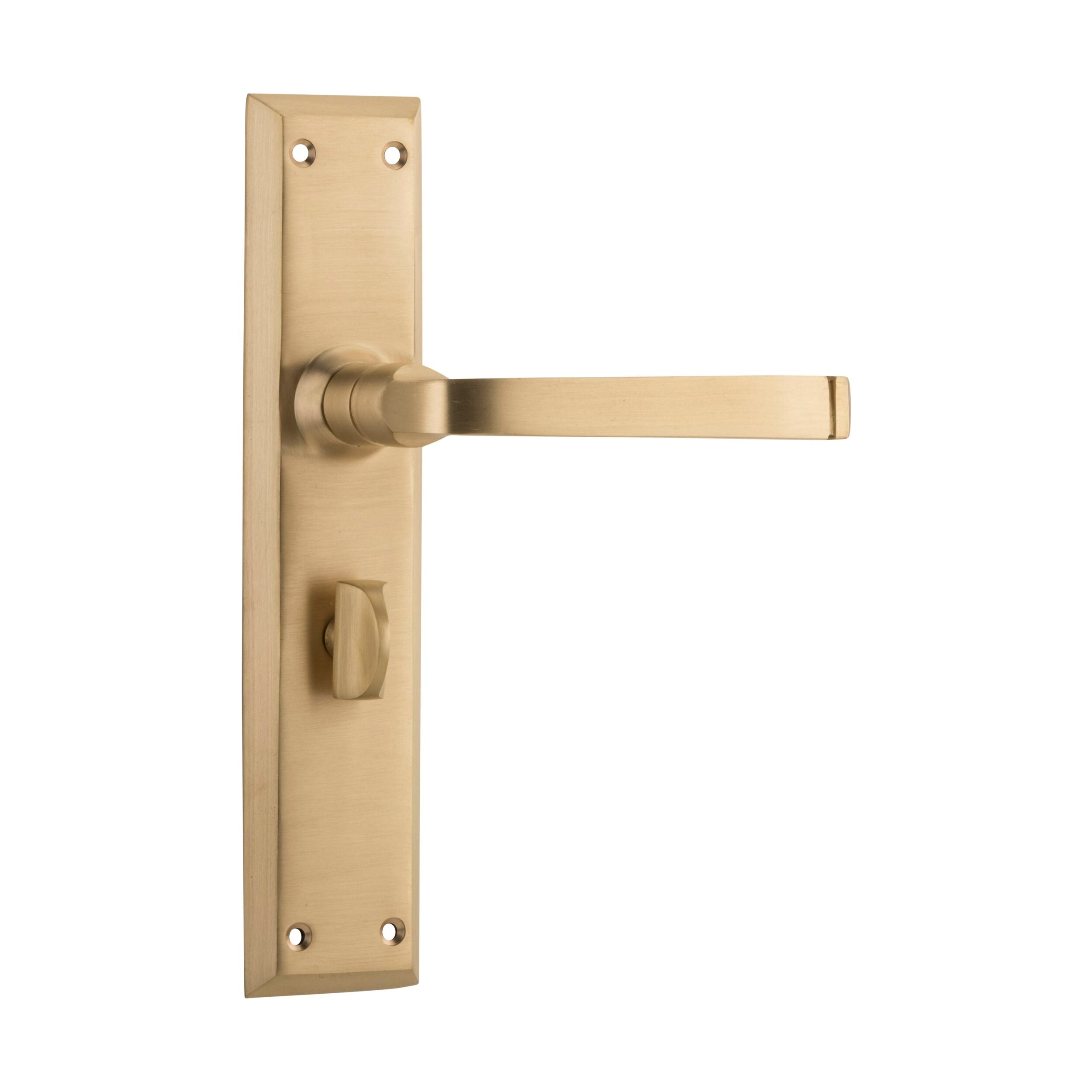 6637P Door Lever Menton Privacy Pair in Satin Brass - H225xW50xP75mm - Perfect for Bedrooms, Bathrooms & Interior Doors - Elegant and Secure Hardware Solution