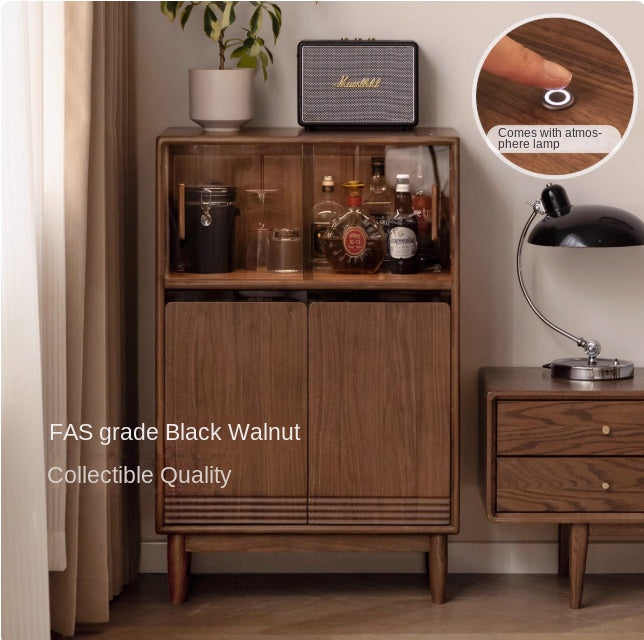 Premium Black Walnut Solid Wood Modern Side Cabinet - Stylish Storage for Living Room, Bedroom & Entryway - Mid-Century Inspired Home Decor