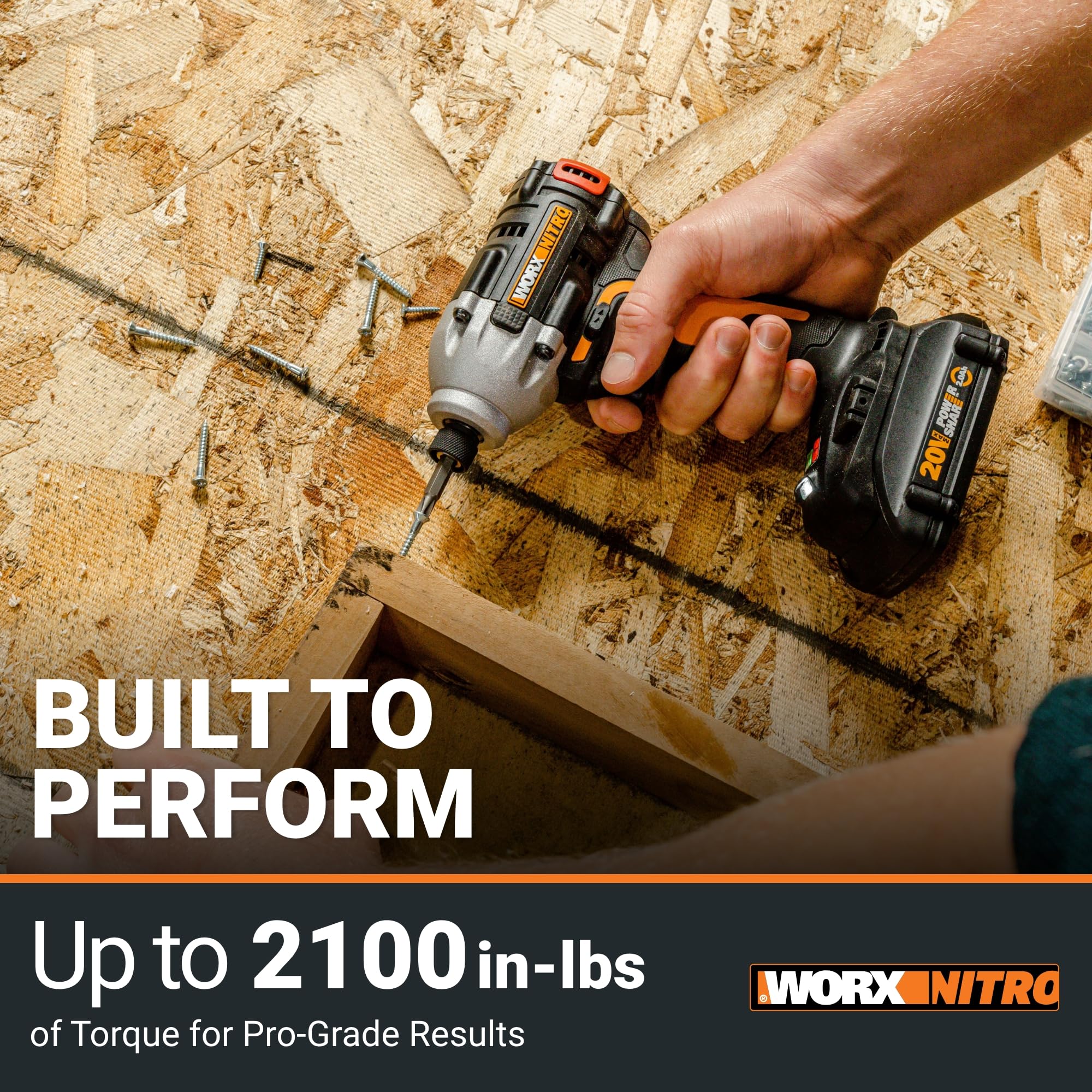 Worx Nitro 20V Brushless Cordless Drill and Impact Driver Combo Kit - WX971L (1/2
