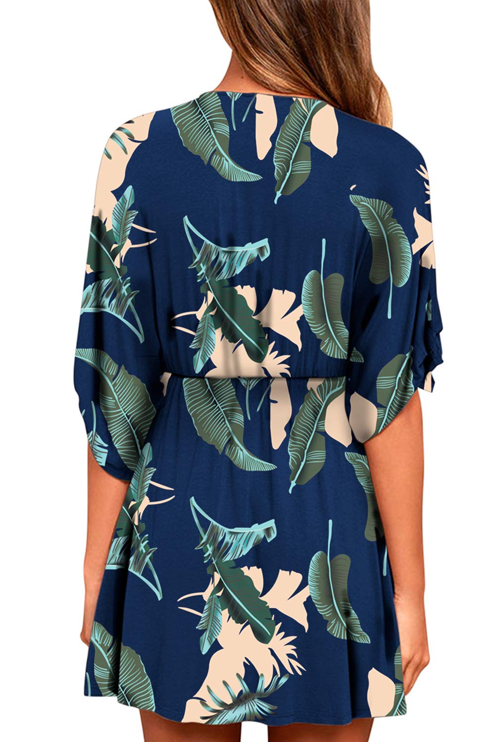 Meenew Women's Summer Casual Loose Tunic Swing Dress - V Neck Short Sleeve Vacation Dress for Beach, Travel & Everyday Wear