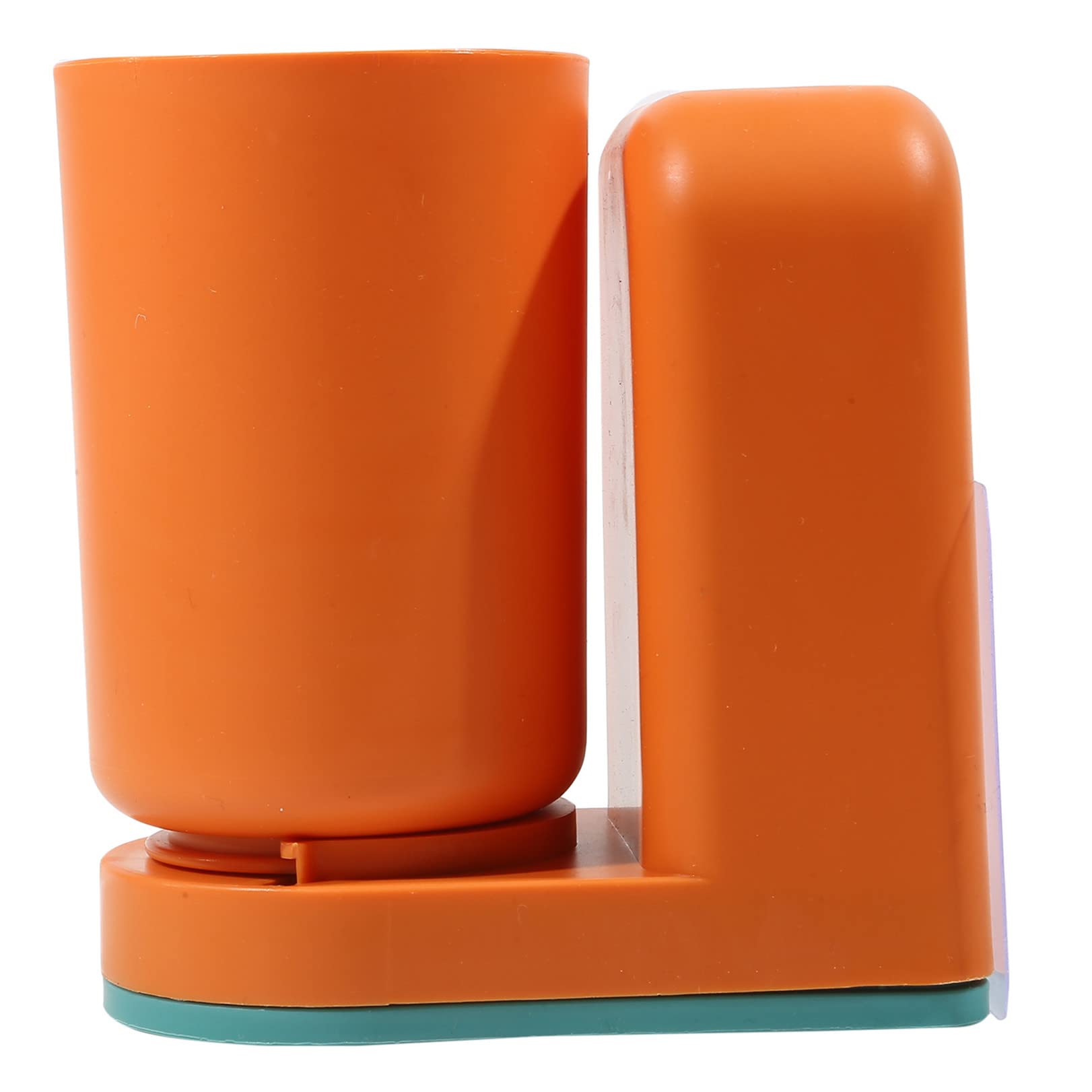 Wall-Mounted Toothbrush Holder with Cup - Space Saving Bathroom Organizer for Toothbrushes & Accessories | Perfect for Small Bathrooms, Dorm Rooms & RVs (Orange)