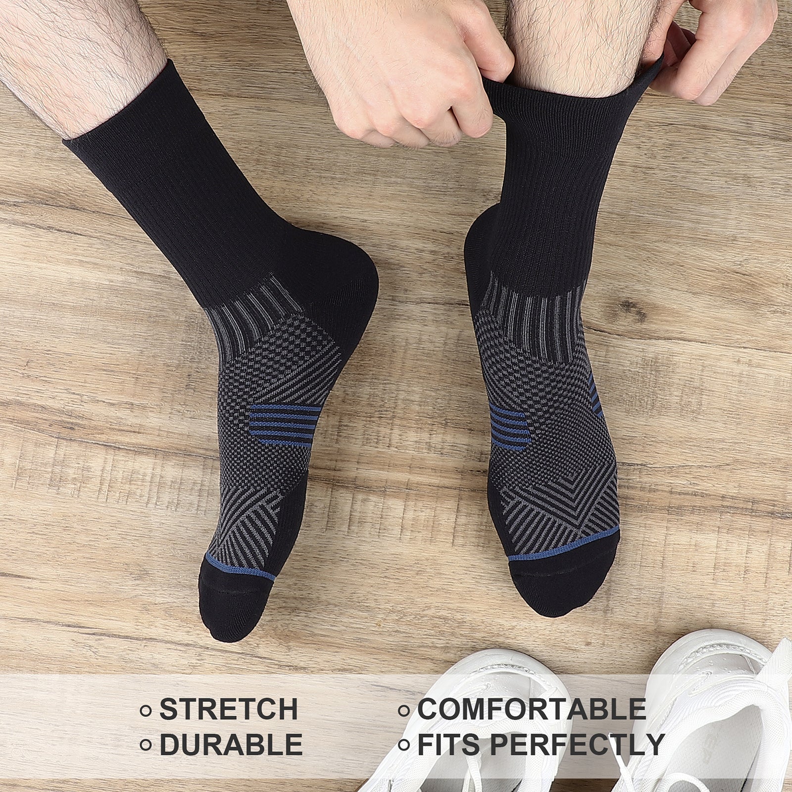 GECKOMAN x PAPLUS Compression Athletic Crew Socks for Men & Women - Moisture-Wicking Performance Socks for Running, Hiking & Sports - Best Workout Socks for Athletes