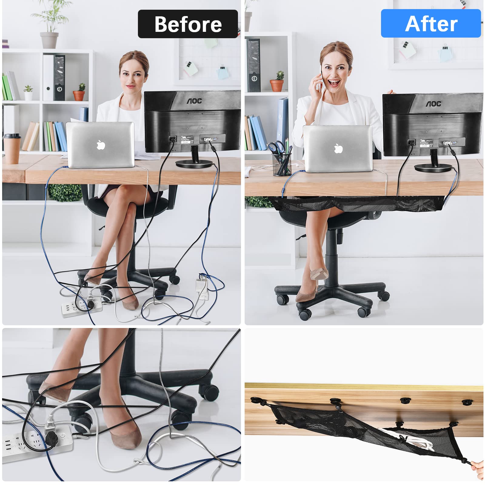 Under Desk Cable Management Net Kit - 26