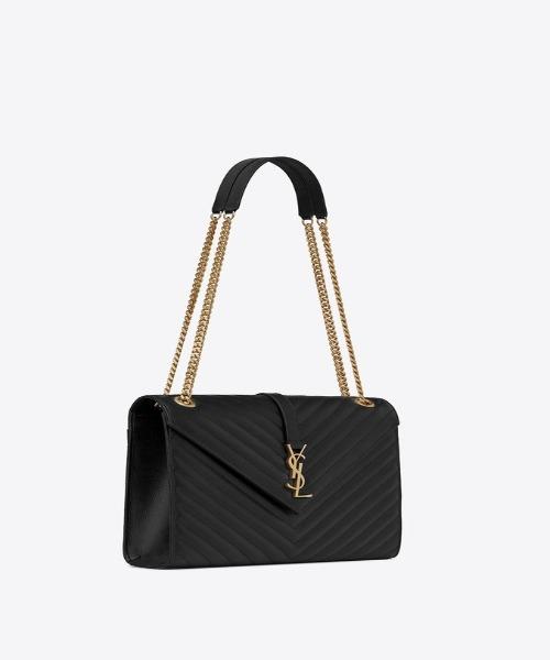 Saint Laurent Classic Medium College Bag - Blue & Gold Monogram Leather Shoulder Bag for Women | Perfect for Work, Travel & Everyday Luxury