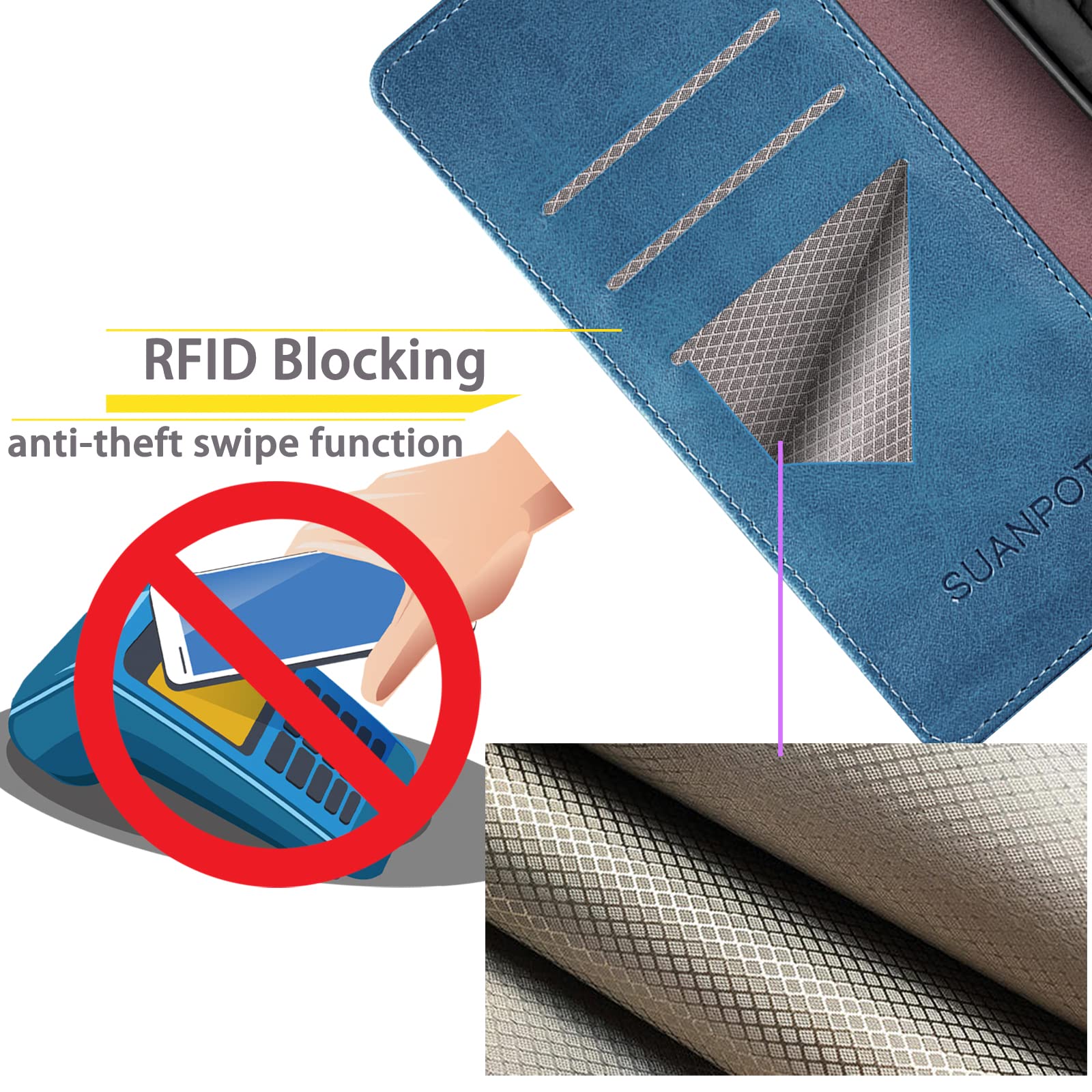 RFID Blocking Leather Wallet Case for Samsung Galaxy Note 9 6.4