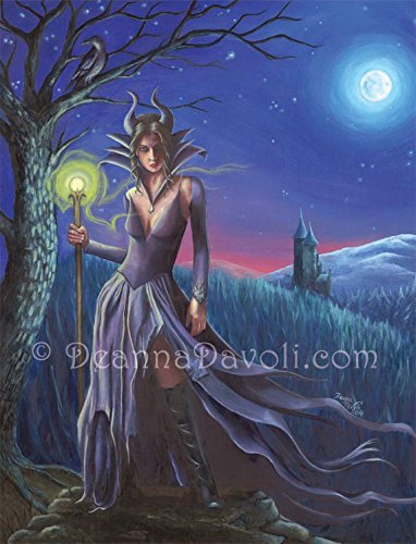Maleficent Sleeping Beauty Fantasy Art Print - Gothic Fairy Tale Wall Decor 8x10 & 11x14 - Perfect for Halloween Decor, Bedroom Art & Dark Fantasy Collections