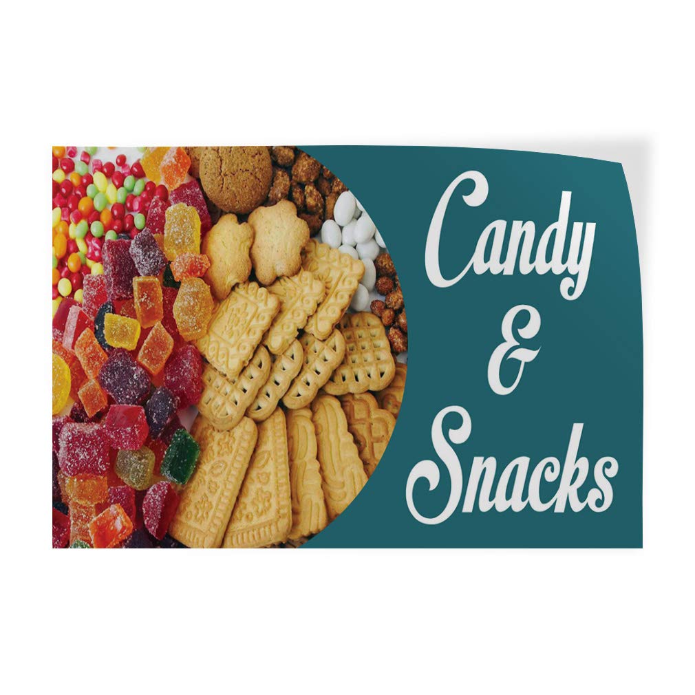 Premium Brown Decal Sticker for Candy & Snacks - 14x10 Inch Restaurant, Cafe, Bar Sign - Waterproof Vinyl for Outdoor Store, Window, Door Decoration - Perfect for Retail Shops, Sweet Stores & Food Businesses