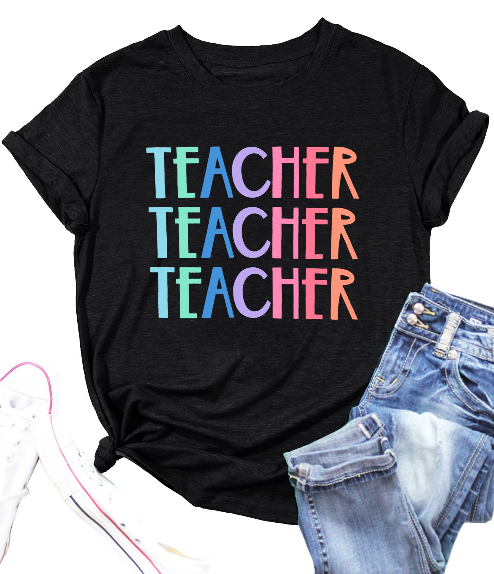 Funny Teacher T-Shirts for Women - Short Sleeve Graphic Printed Blouse | Perfect Teacher Appreciation Gift & Casual Wear for School, Classroom & Everyday Outfits