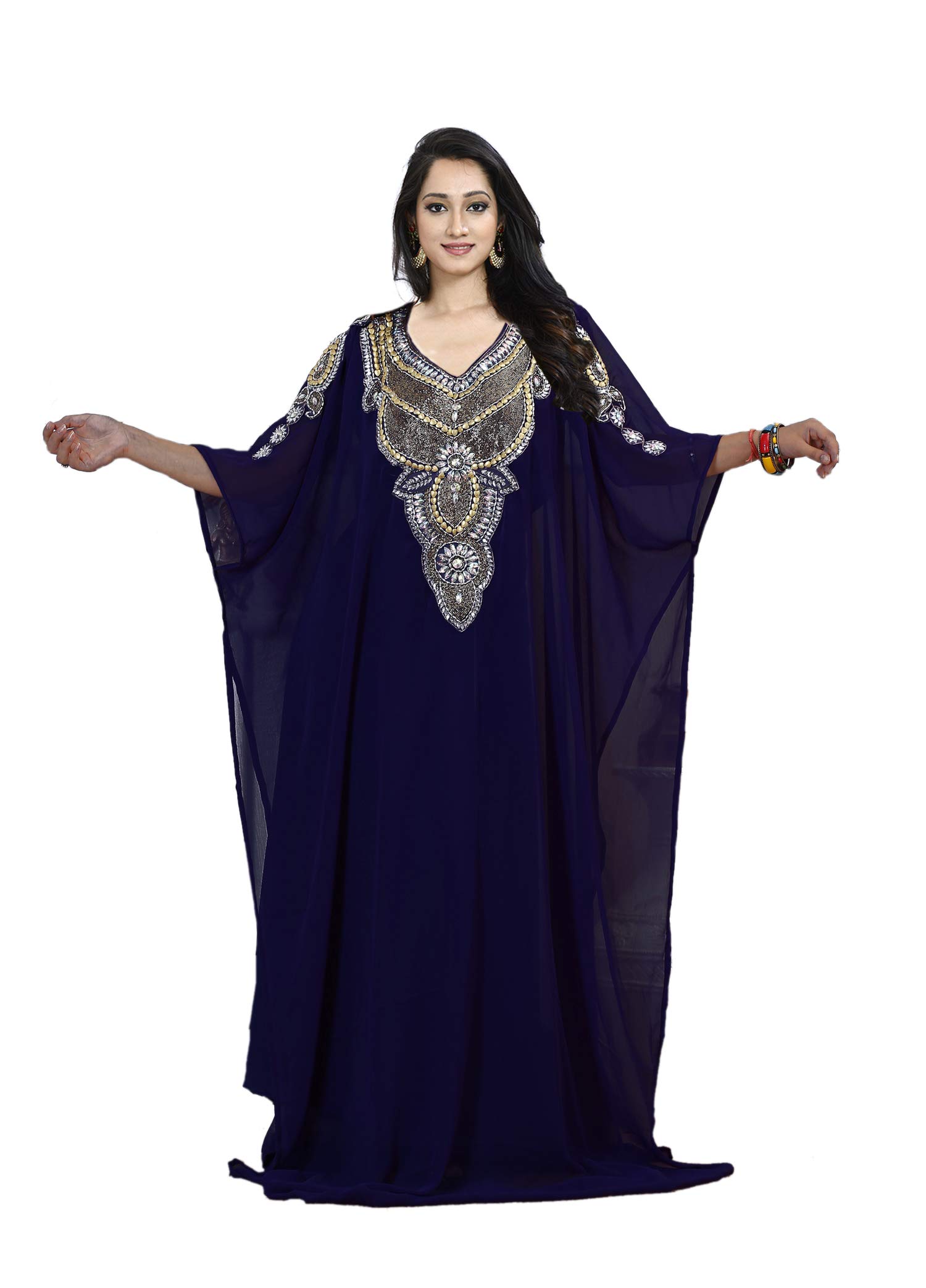 KoC Women's Kaftan Farasha Caftan Kimono Long Maxi Dress - Summer Beach Cover Up, Free Size, Boho Chic Loungewear for Vacation, Poolside, and Casual Outings