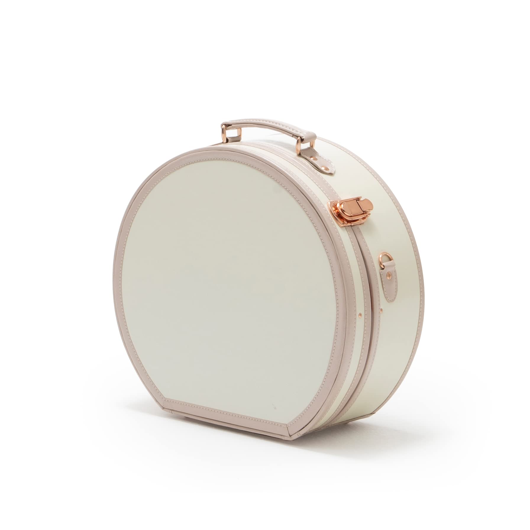 Vintage Floral Round Hat Box - Small Cosmetic Storage Case with Vintage Luggage Design, 12