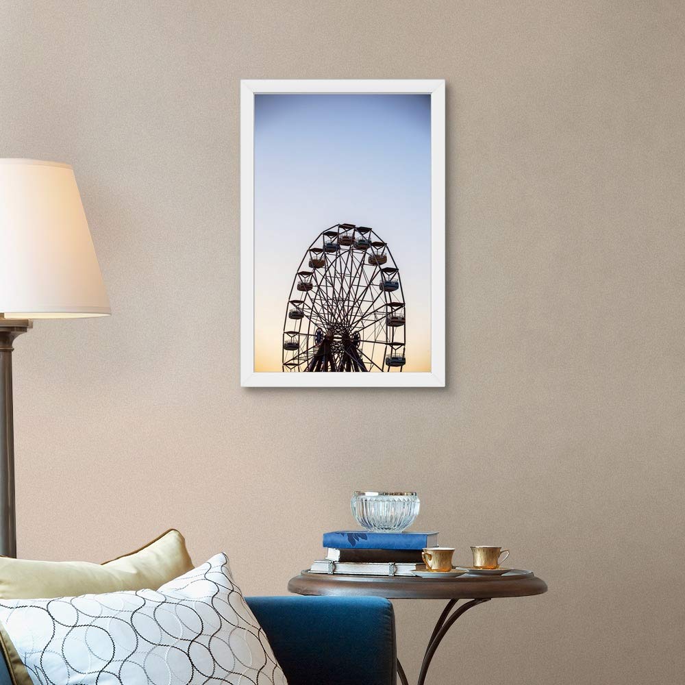 Virginia Beach Ferris Wheel White Framed Wall Art Print - Coastal Decor for Living Room, Bedroom & Office - Virginia Beach Souvenir & Travel Inspired Artwork